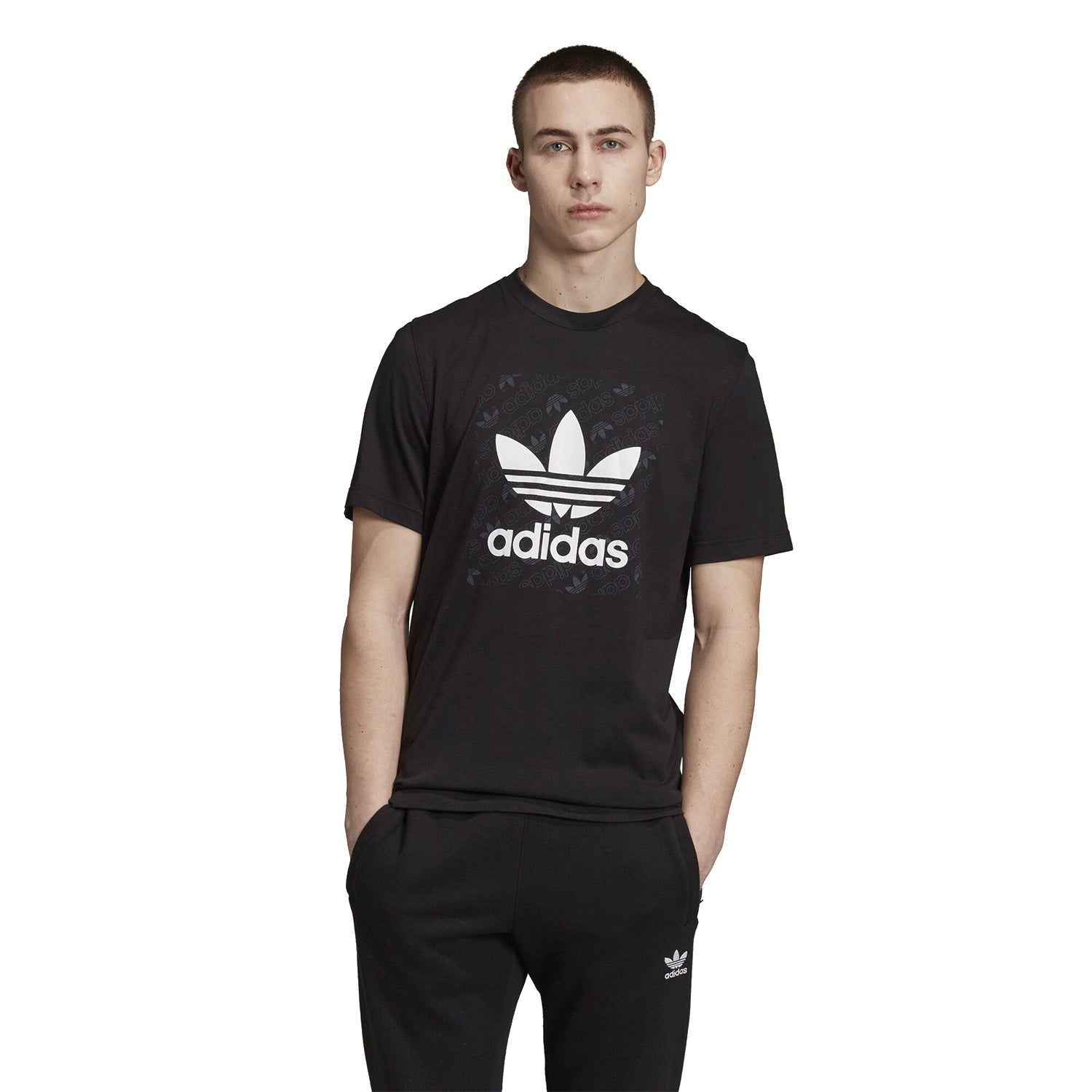 adidas Originals Monogram Square T-Shirt - Black - ViaductClothing - -
