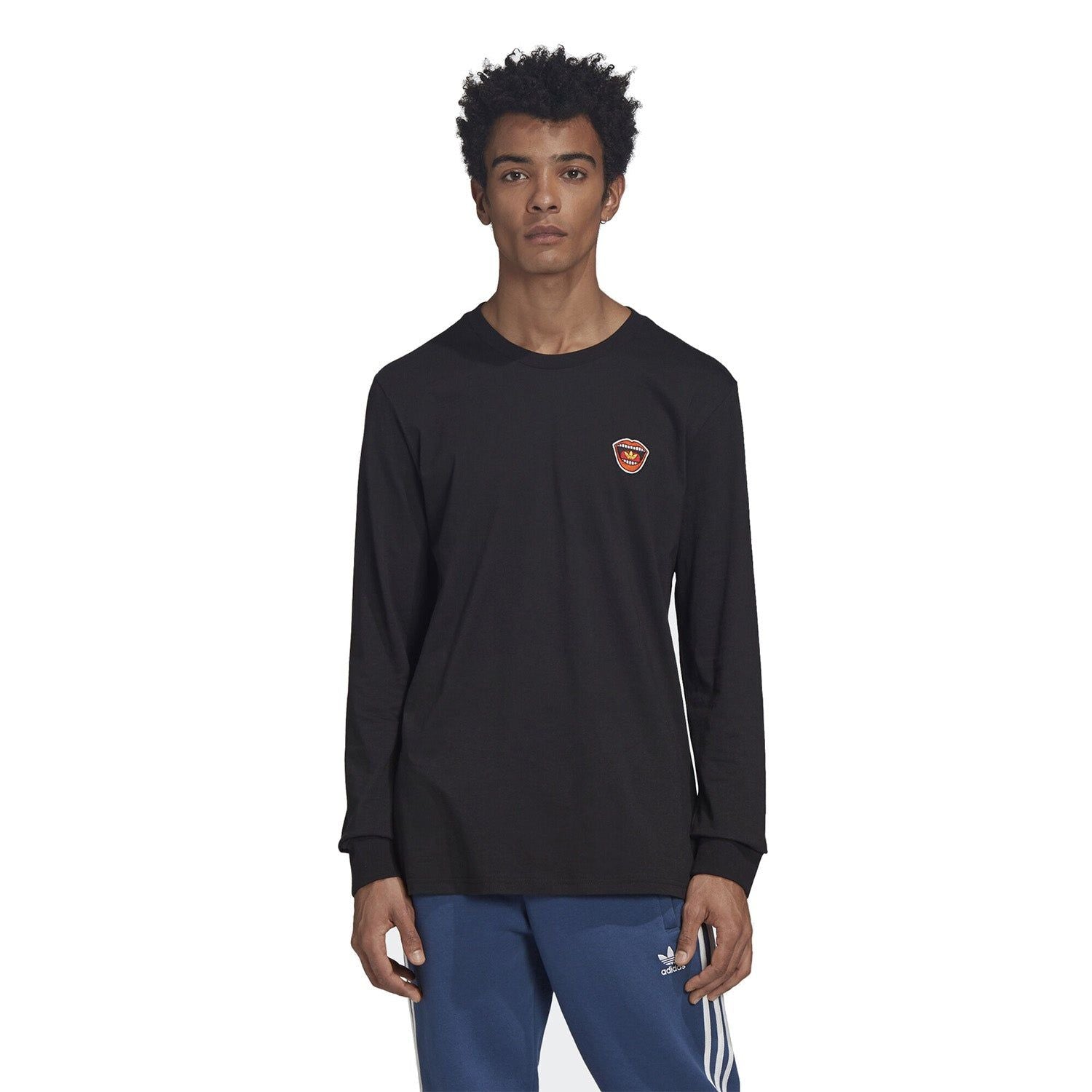 adidas Originals Mouth Mini Emblem Long Sleeve T Shirt - Black - ViaductClothing - -
