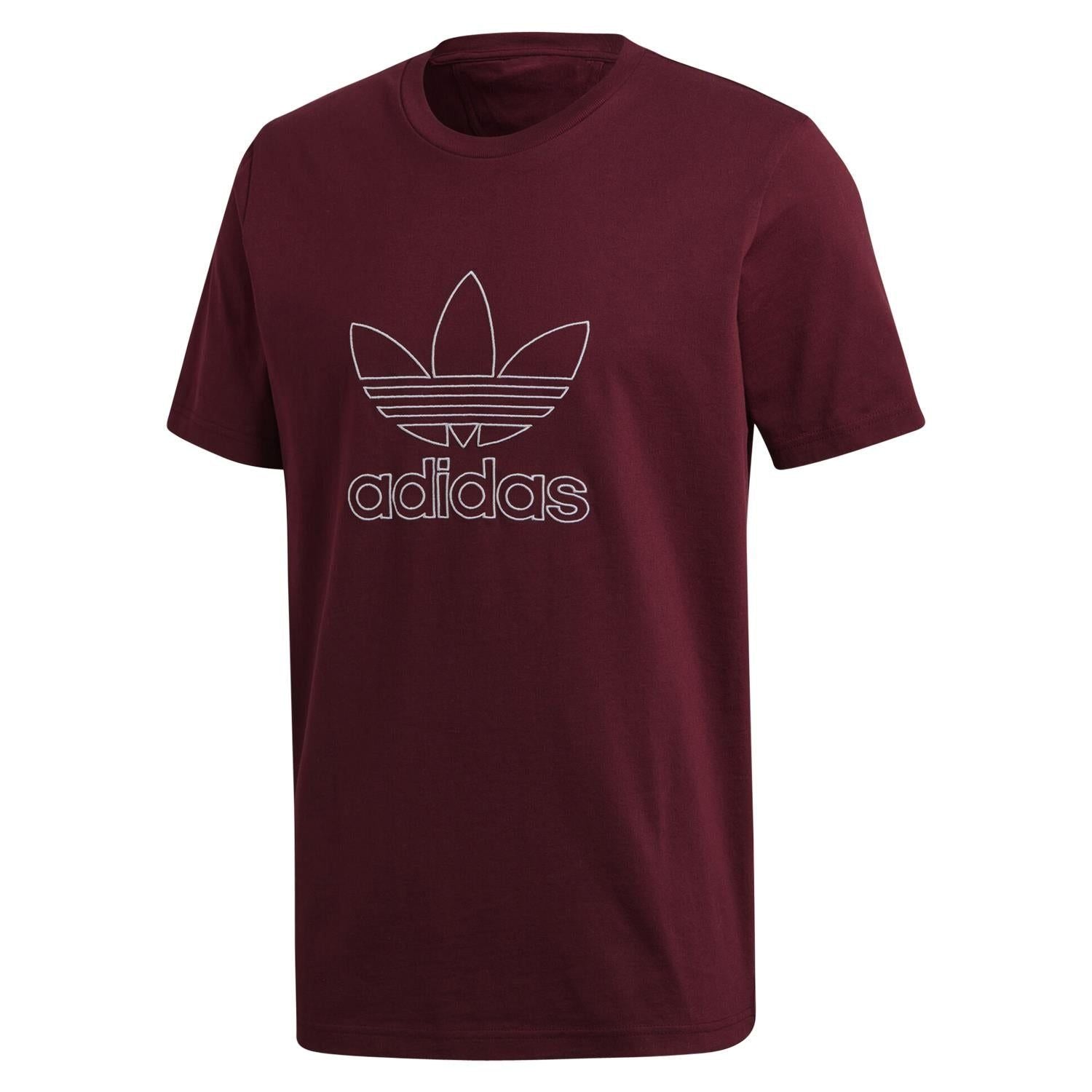 adidas Originals Outline T Shirt - Burgundy - ViaductClothing - -