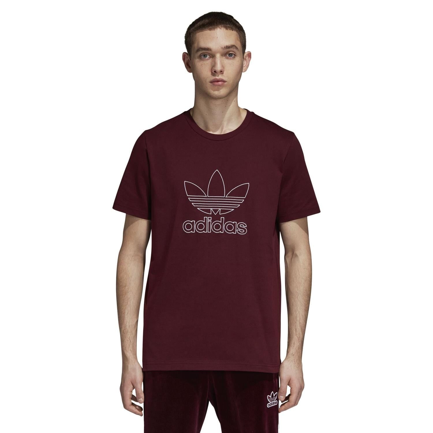 adidas Originals Outline T Shirt - Burgundy - ViaductClothing - -