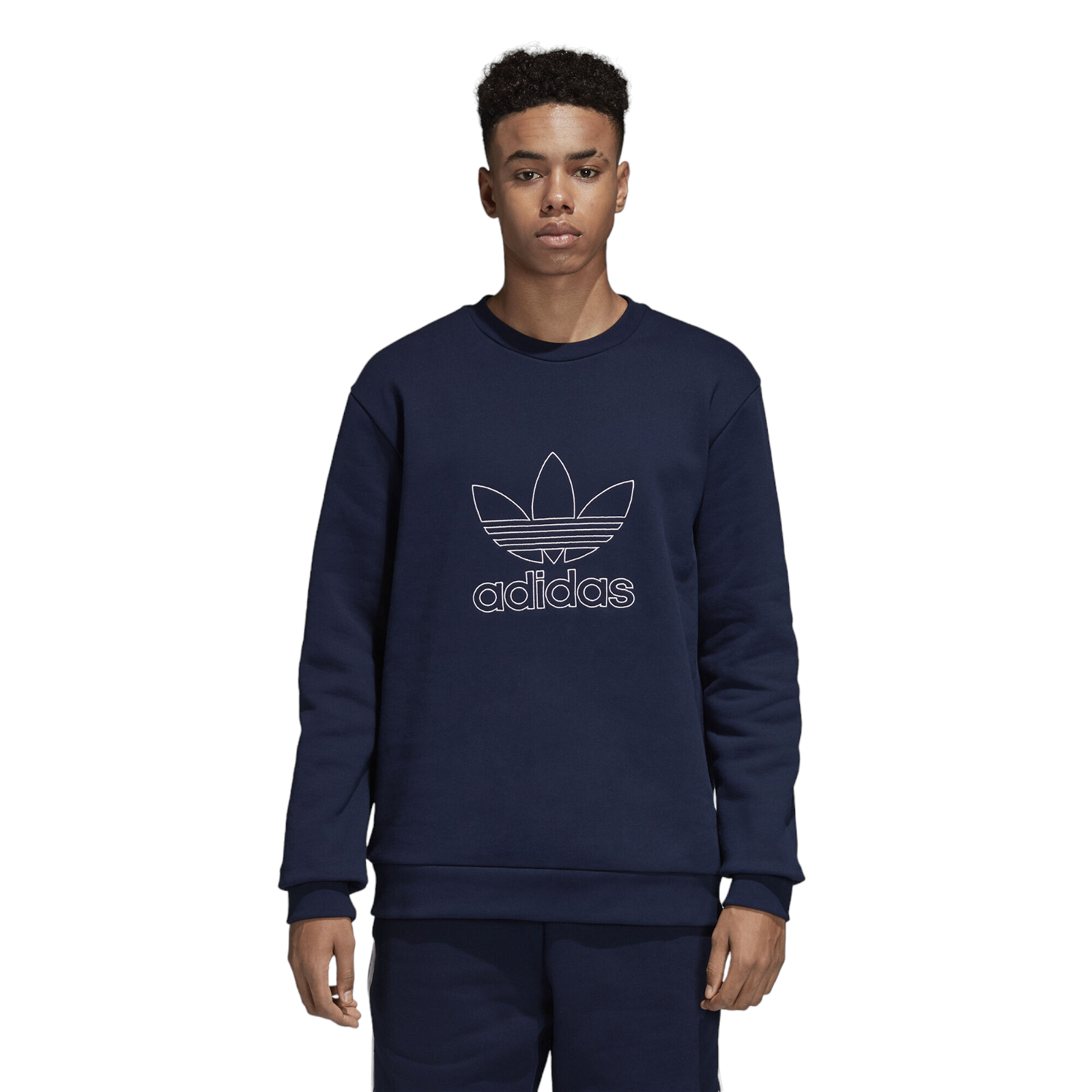 adidas Originals Outline Trefoil Crew Sweatshirt - Navy - ViaductClothing - -