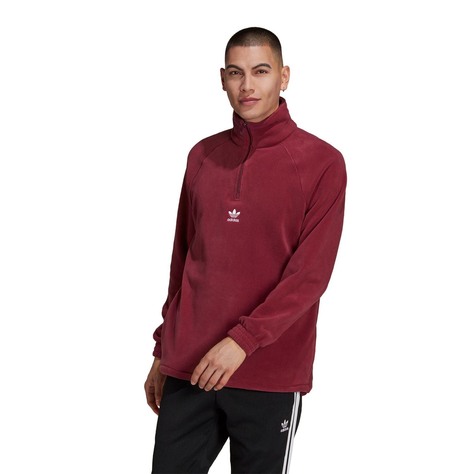 adidas Originals Polar Half Zip Sweatshirt - Burgundy - ViaductClothing - -