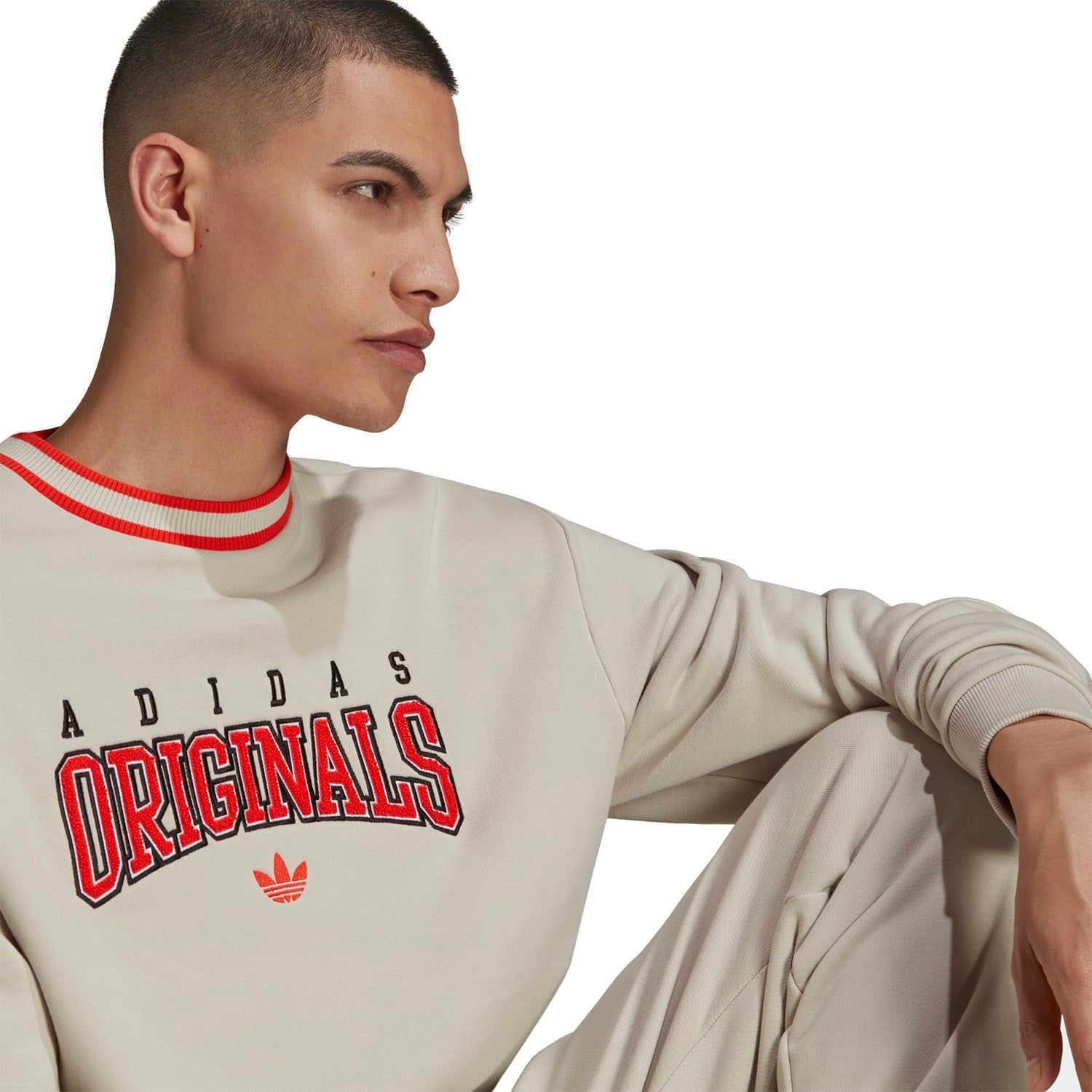 adidas Originals Retro Spellout Script Crew Sweatshirt - Beige - ViaductClothing - -