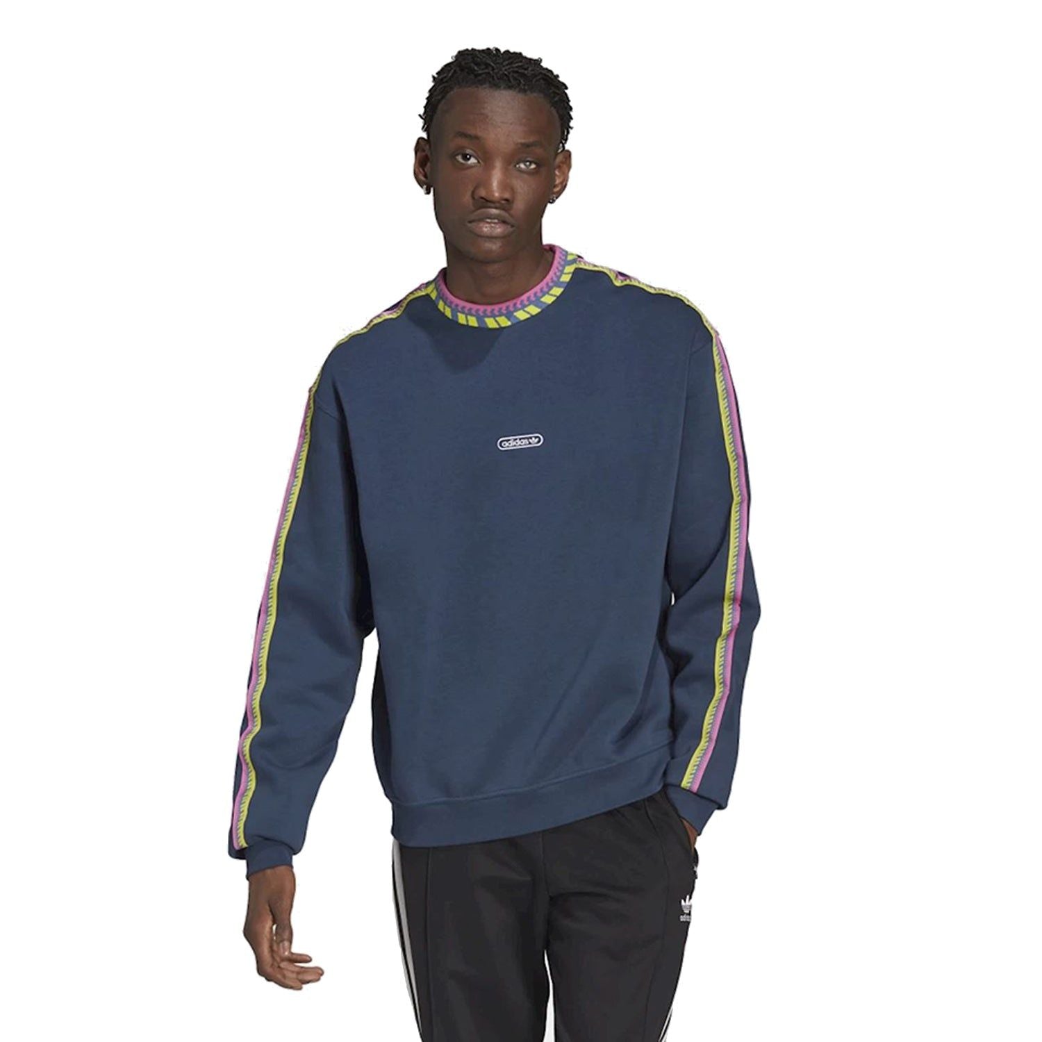 adidas Originals Rib Detail Crew Sweat Crew - Navy - ViaductClothing - -