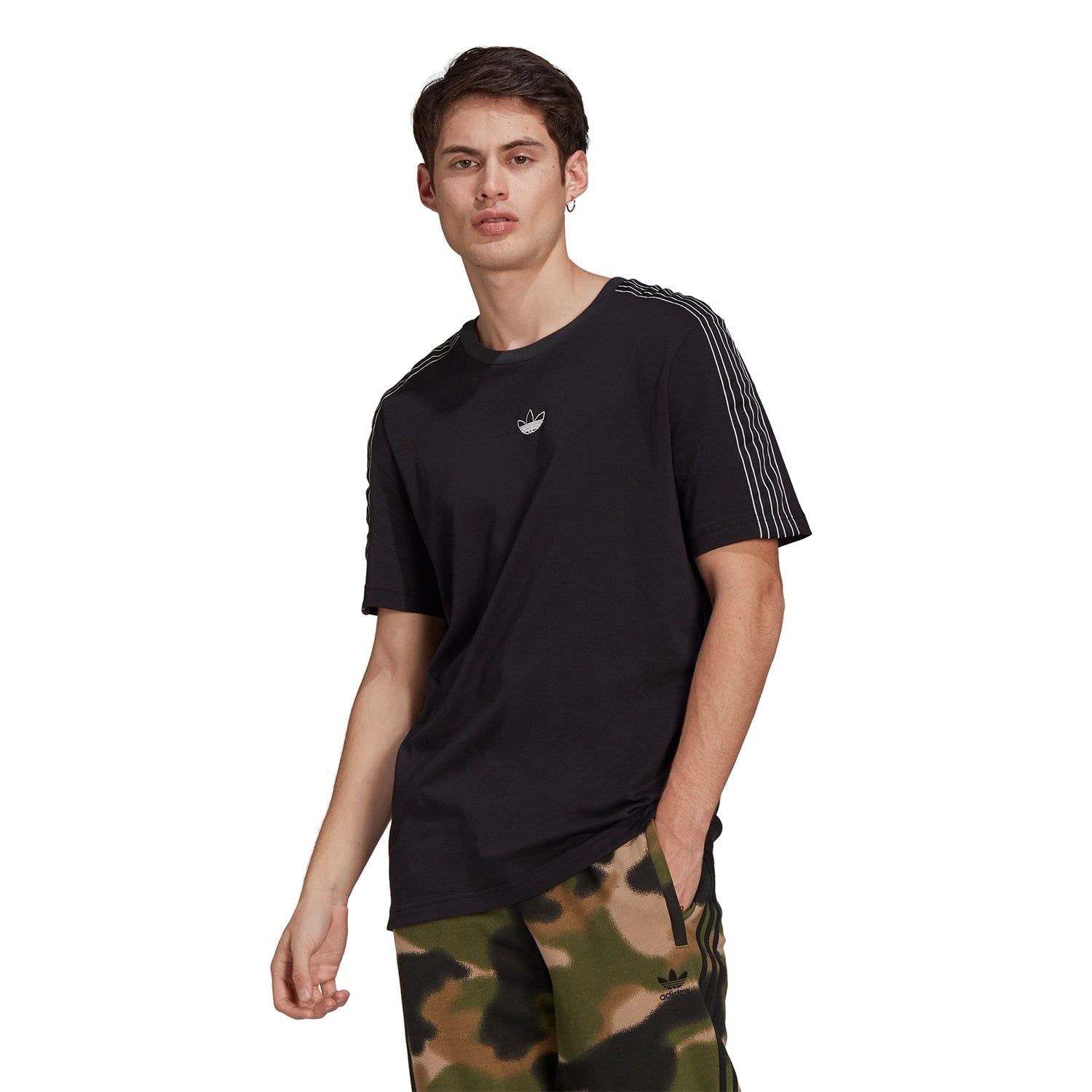 adidas Originals SPRT 3-Stripes Tee - Black - ViaductClothing - -