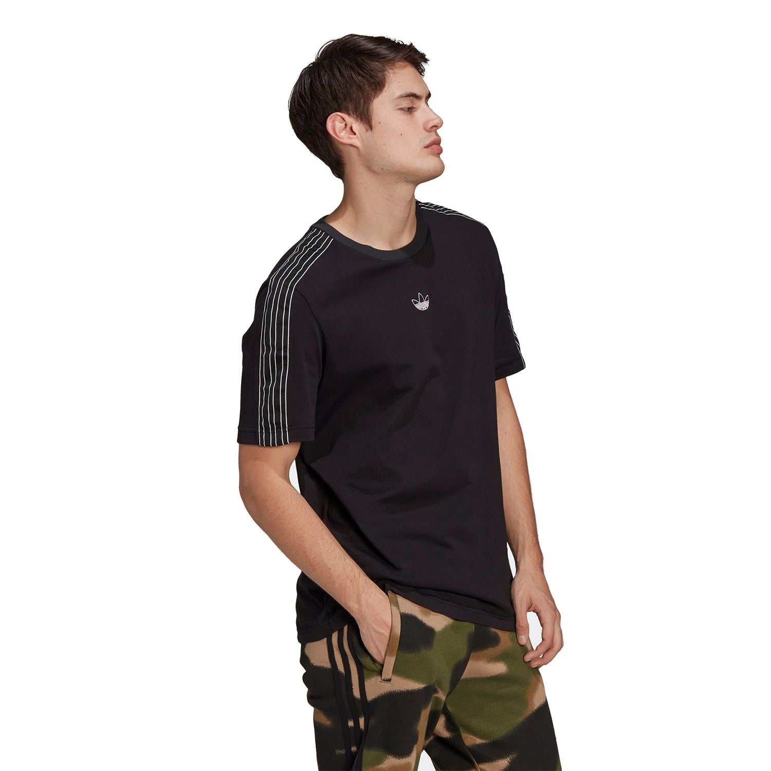 adidas Originals SPRT 3-Stripes Tee - Black - ViaductClothing - -