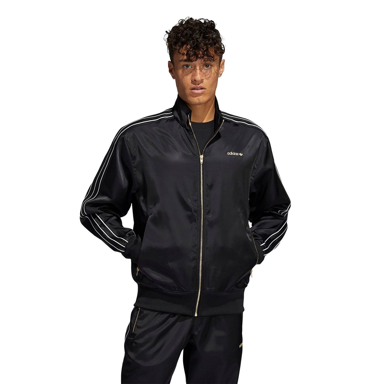 adidas Originals SPRT Firebird Satin Track Top - Black - ViaductClothing - -