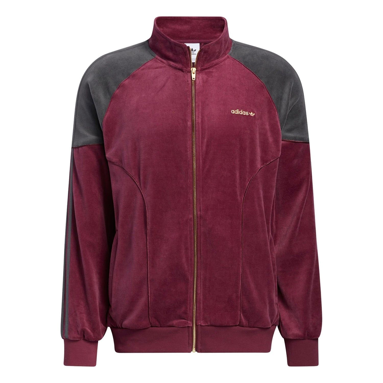 adidas Originals SPRT Firebird Velour Track Top - Burgundy - ViaductClothing - -