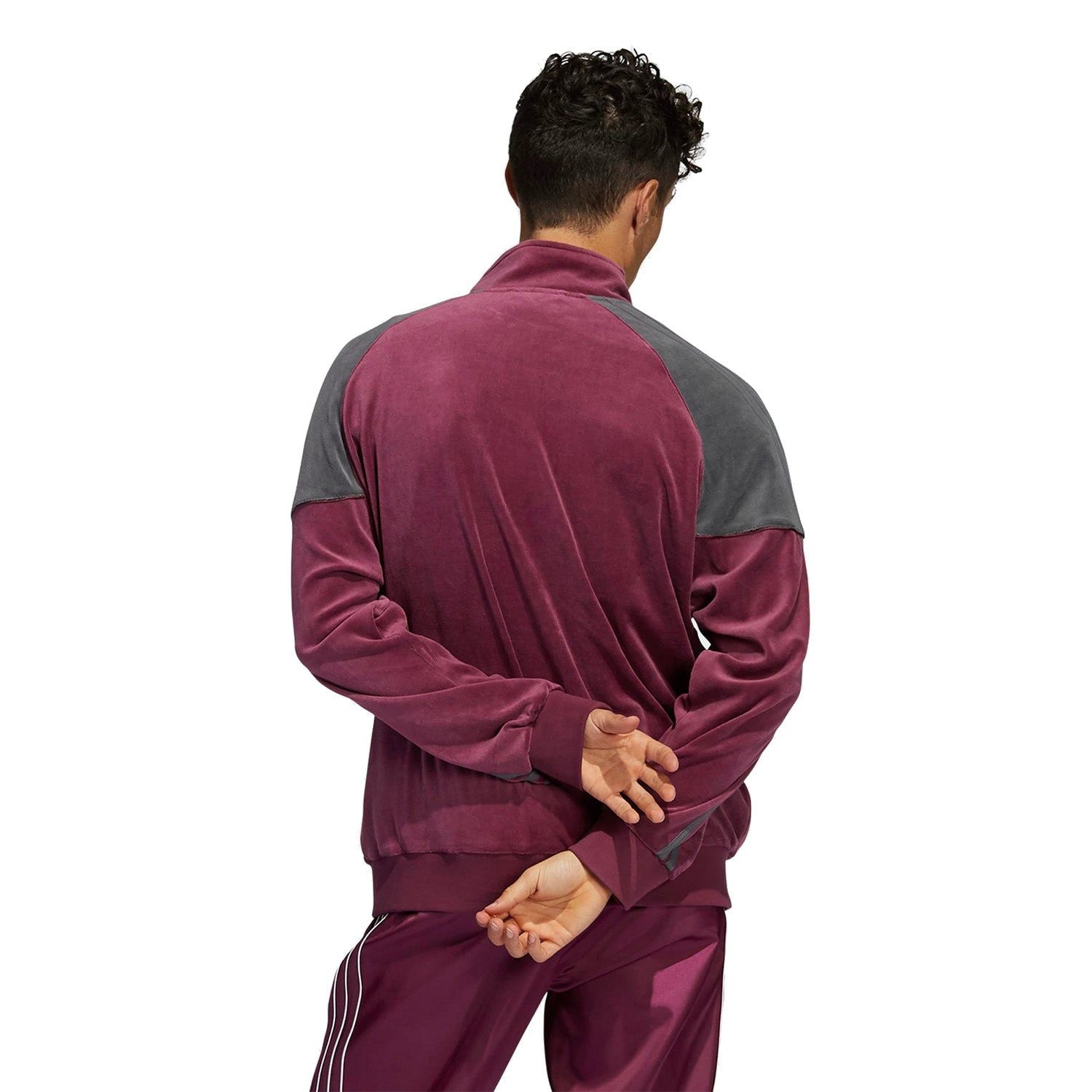 adidas Originals SPRT Firebird Velour Track Top - Burgundy - ViaductClothing - -