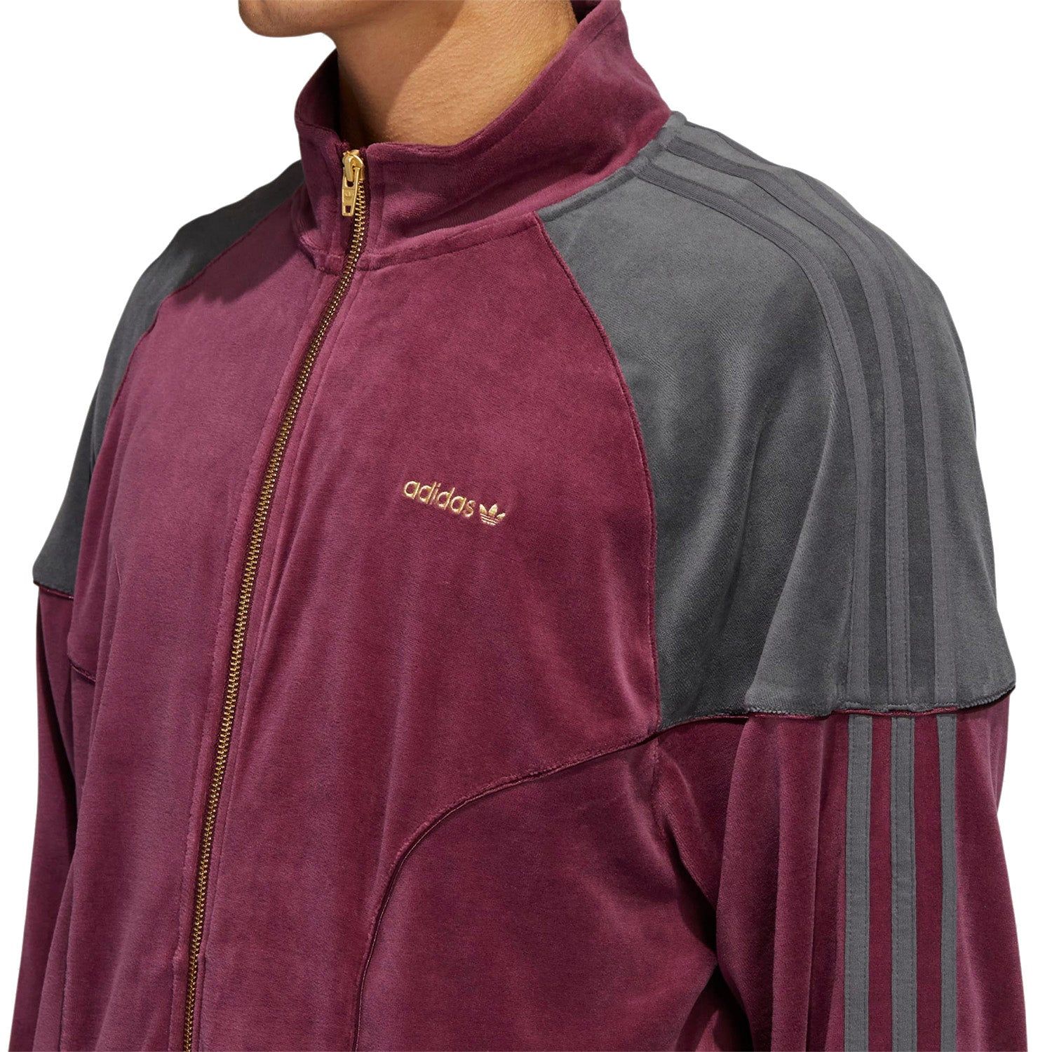 adidas Originals SPRT Firebird Velour Track Top - Burgundy - ViaductClothing - -
