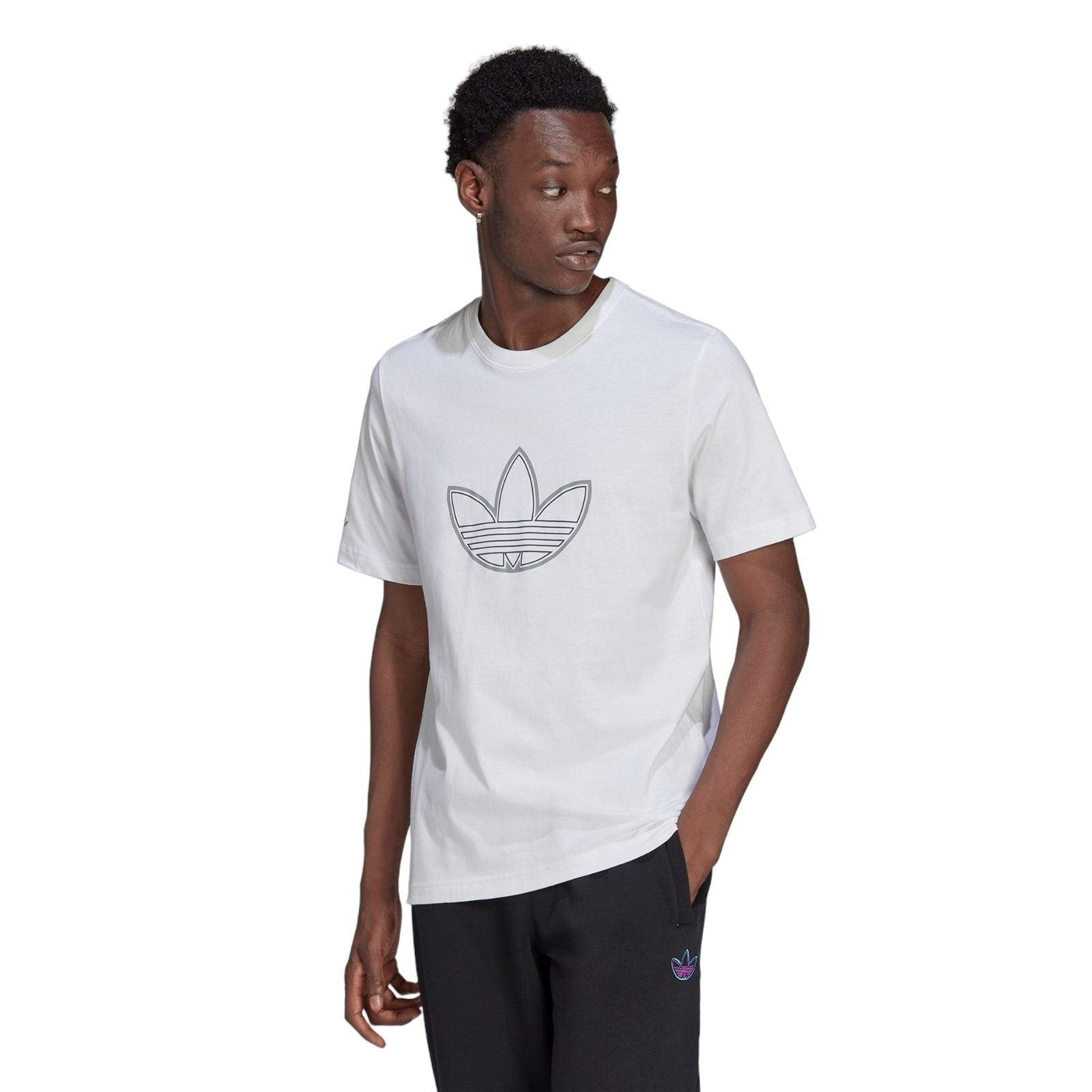 adidas Originals SPRT Outline Logo Tee - White - ViaductClothing - -