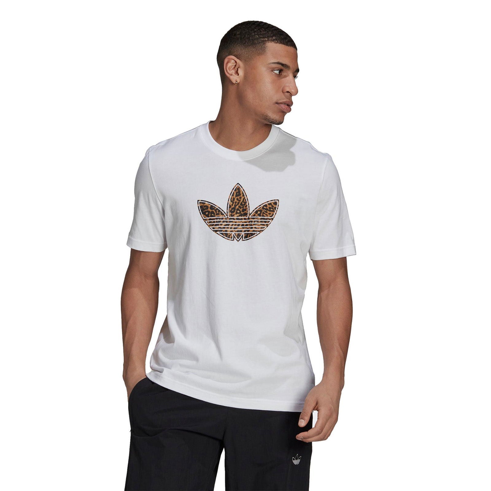 adidas Originals SPRT Trefoil Animal Print Tee - White - ViaductClothing - -