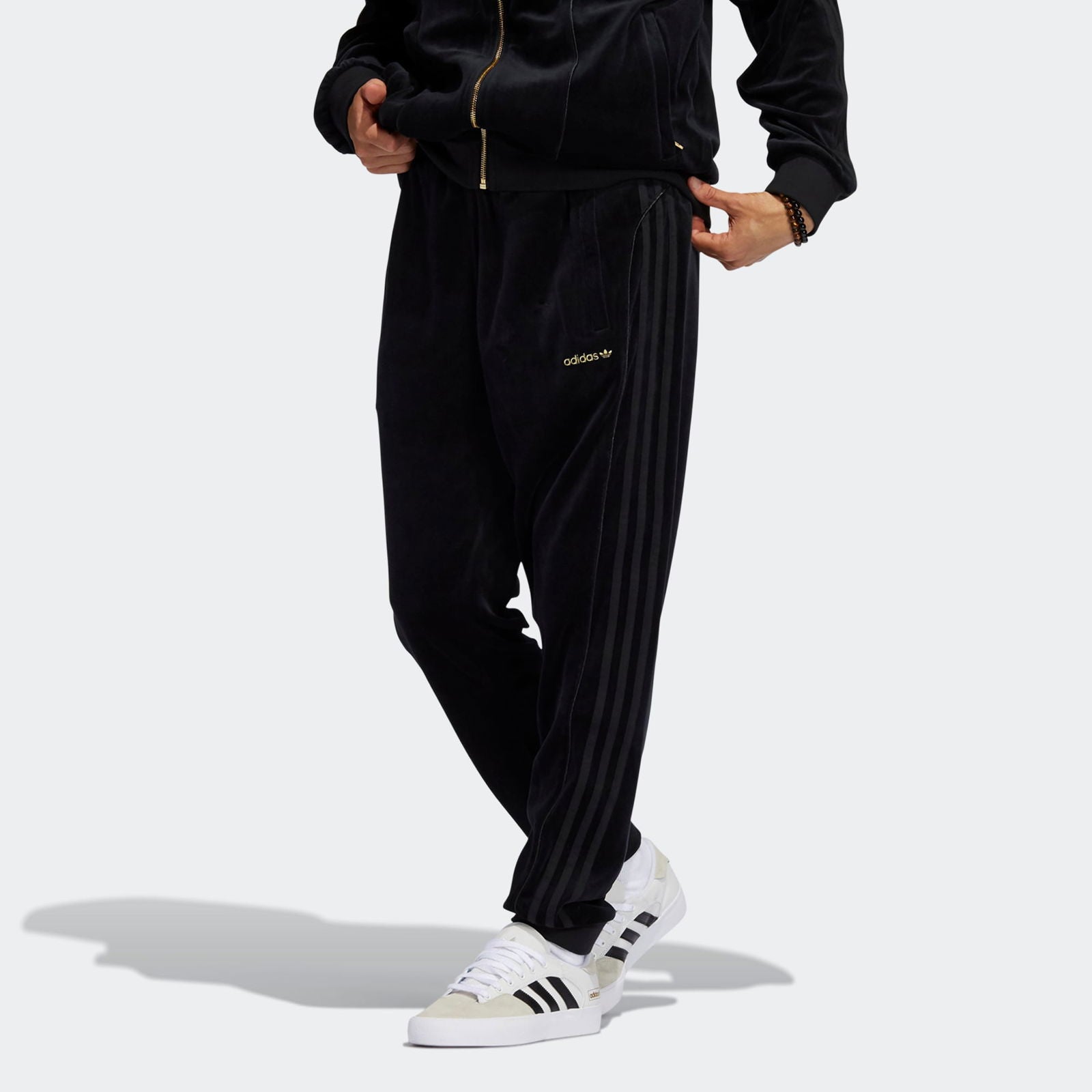 adidas Originals SPRT Velour 3-Stripes Pants - Black - ViaductClothing - -