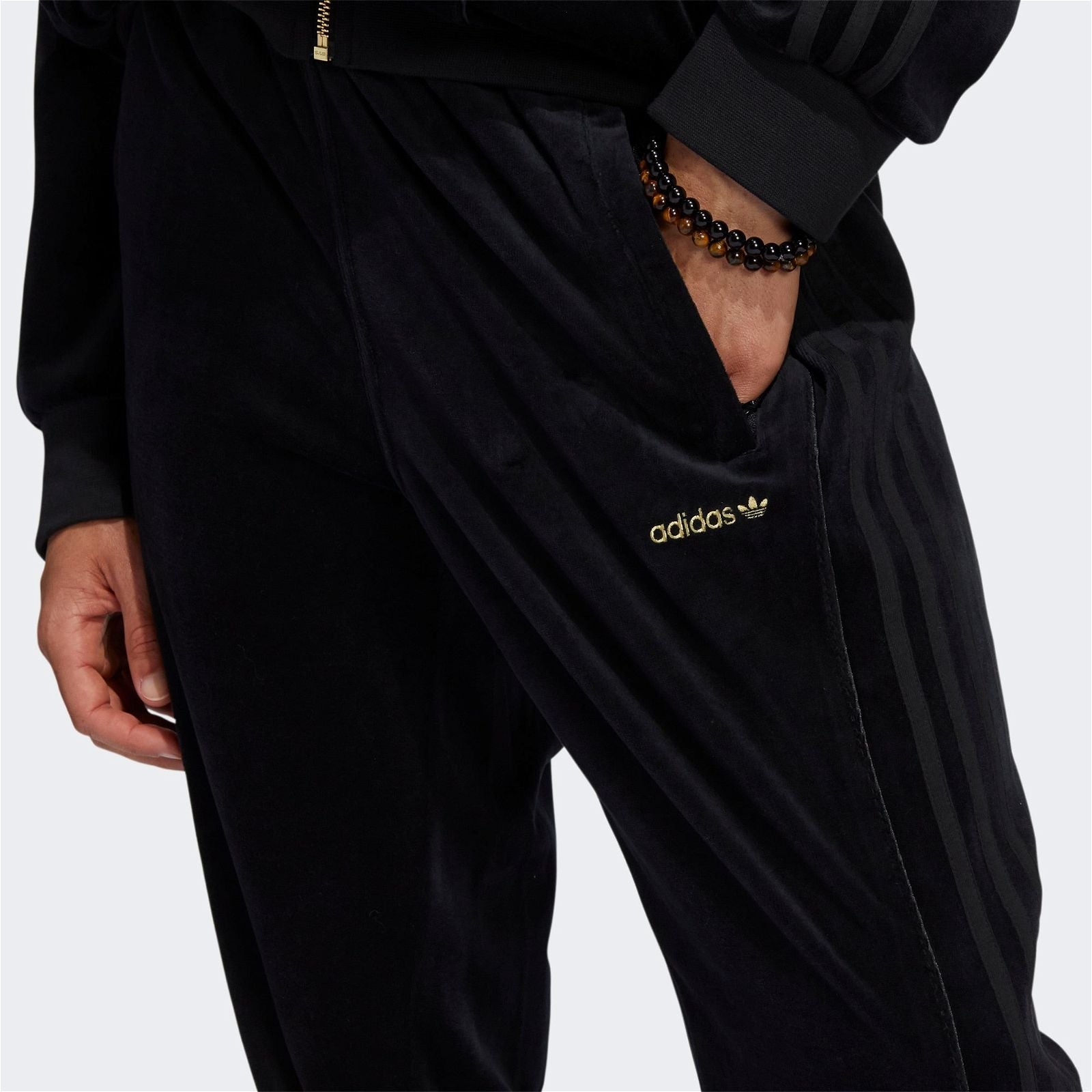 adidas Originals SPRT Velour 3-Stripes Pants - Black - ViaductClothing - -