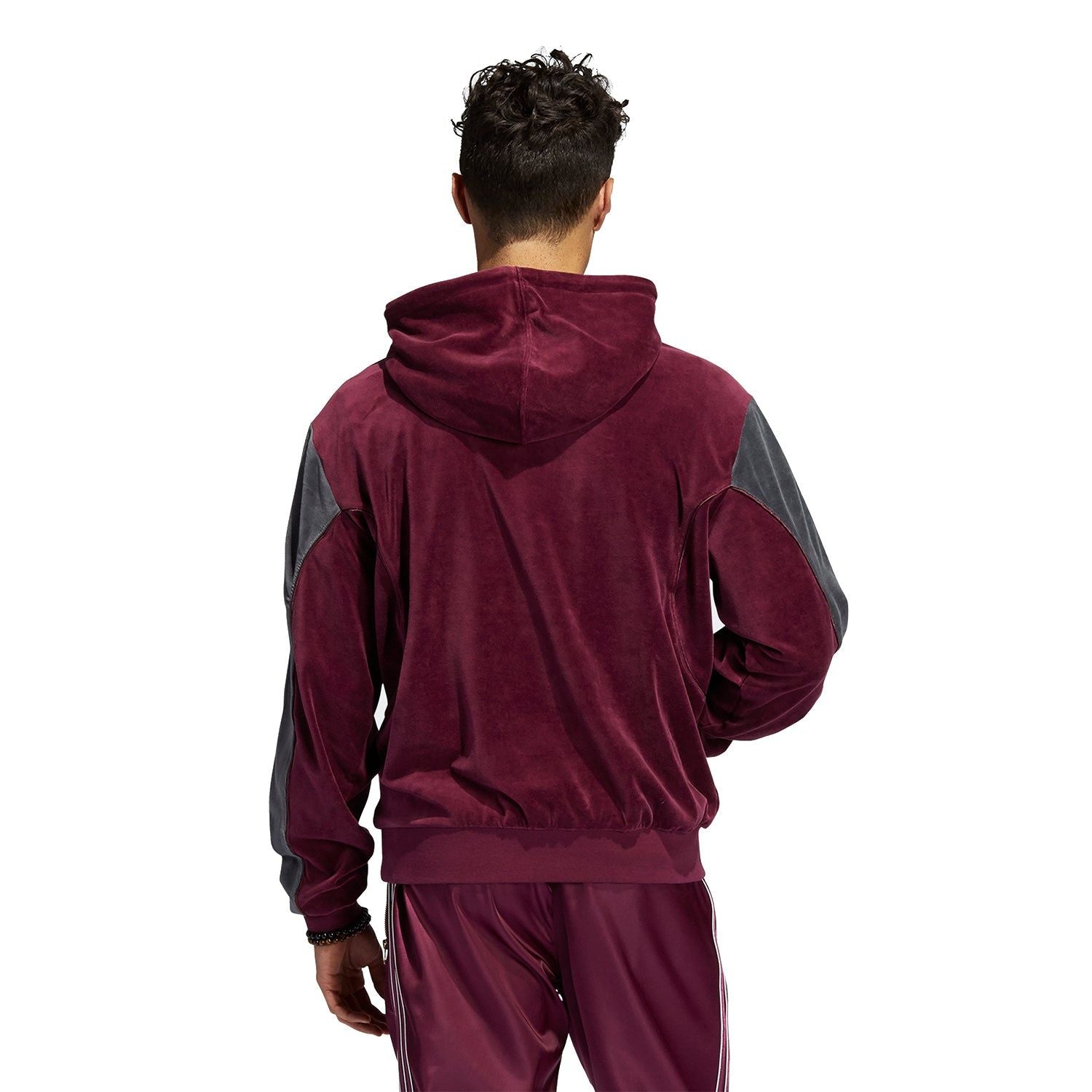 adidas Originals SPRT Velour Hoodie - Burgundy - ViaductClothing -  -