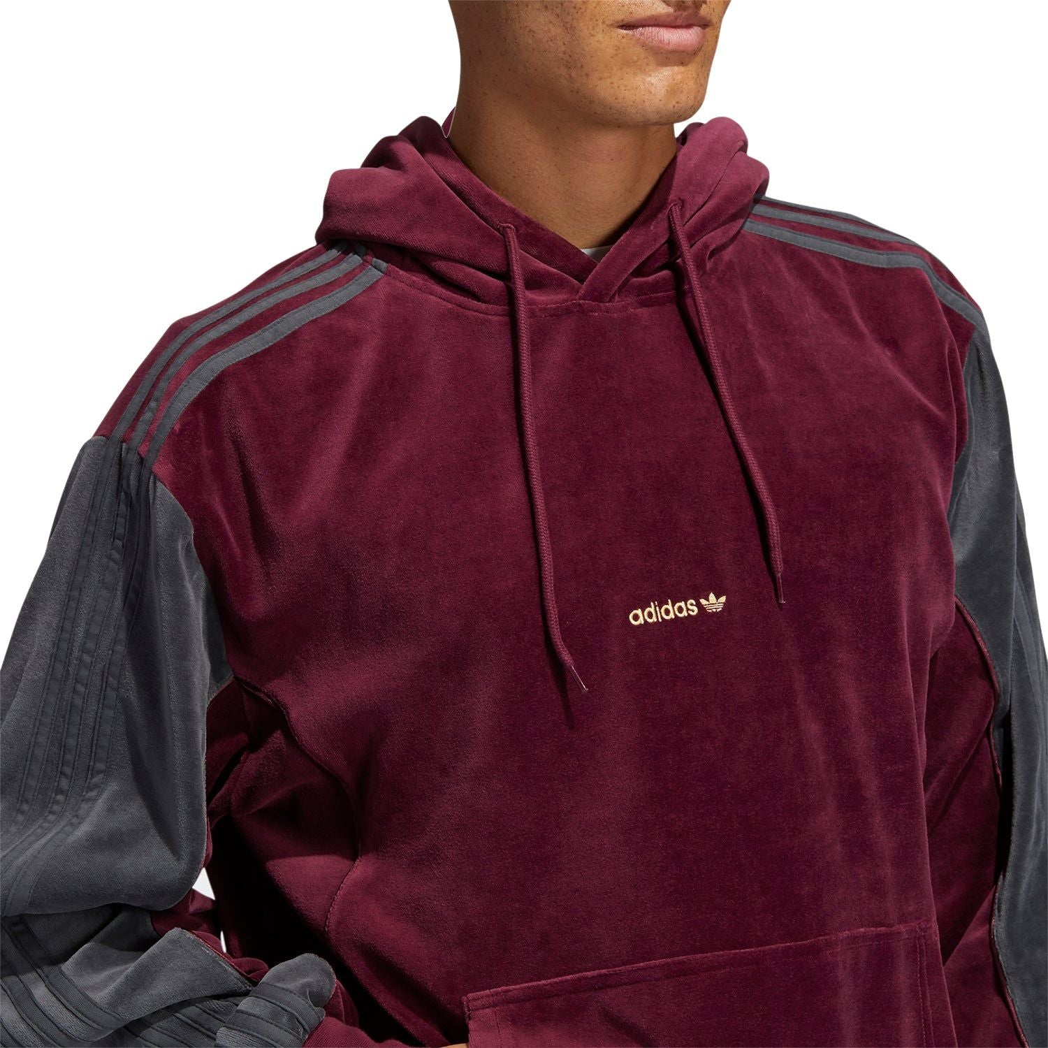 adidas Originals SPRT Velour Hoodie - Burgundy - ViaductClothing -  -