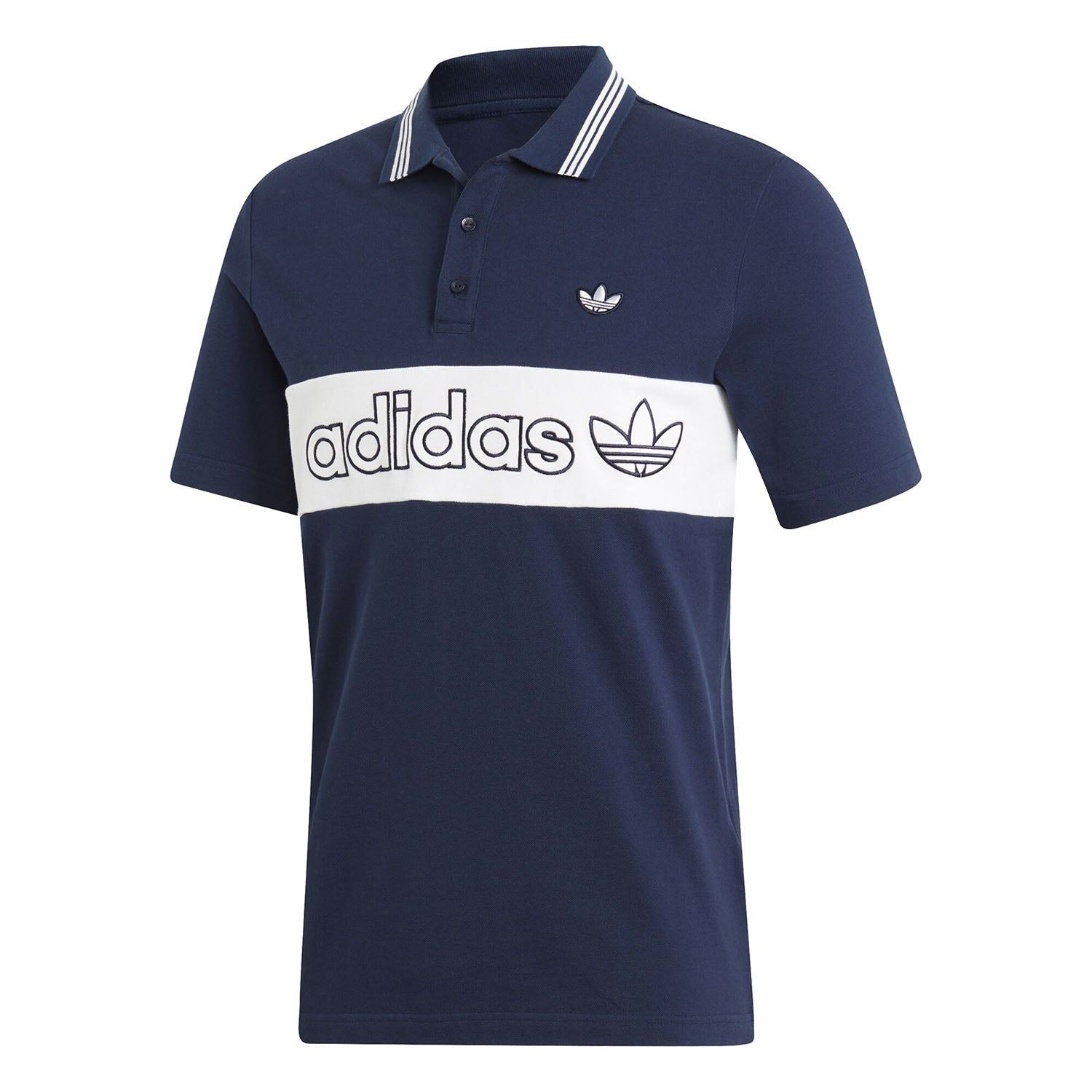 adidas Originals Samstag Colorblock Polo Shirt - Navy - ViaductClothing - -