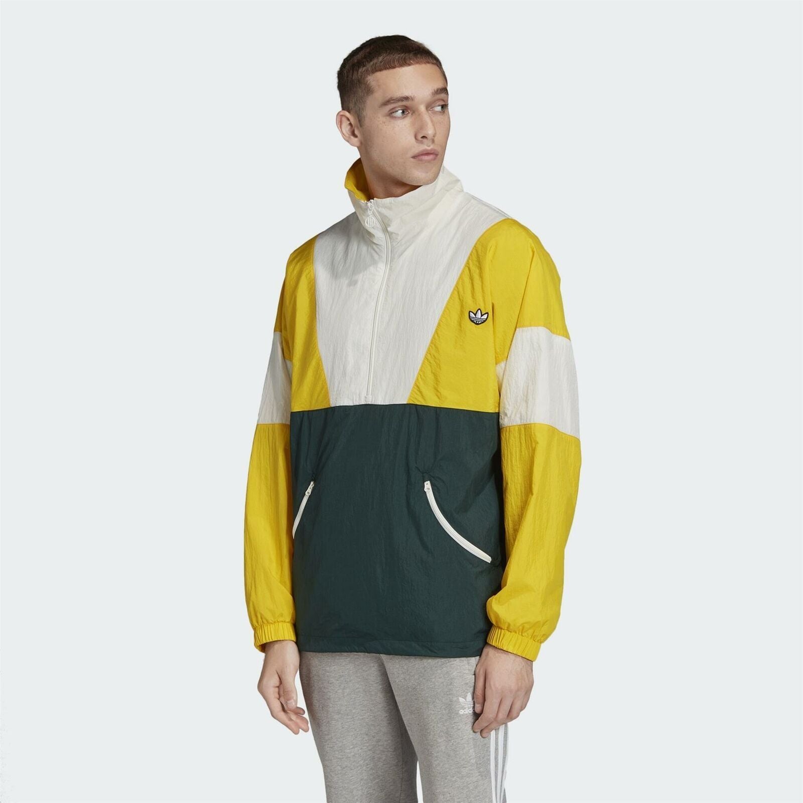 adidas Originals Samstag Colour-Block Logo Track Jacket - Green & Yellow - ViaductClothing - -