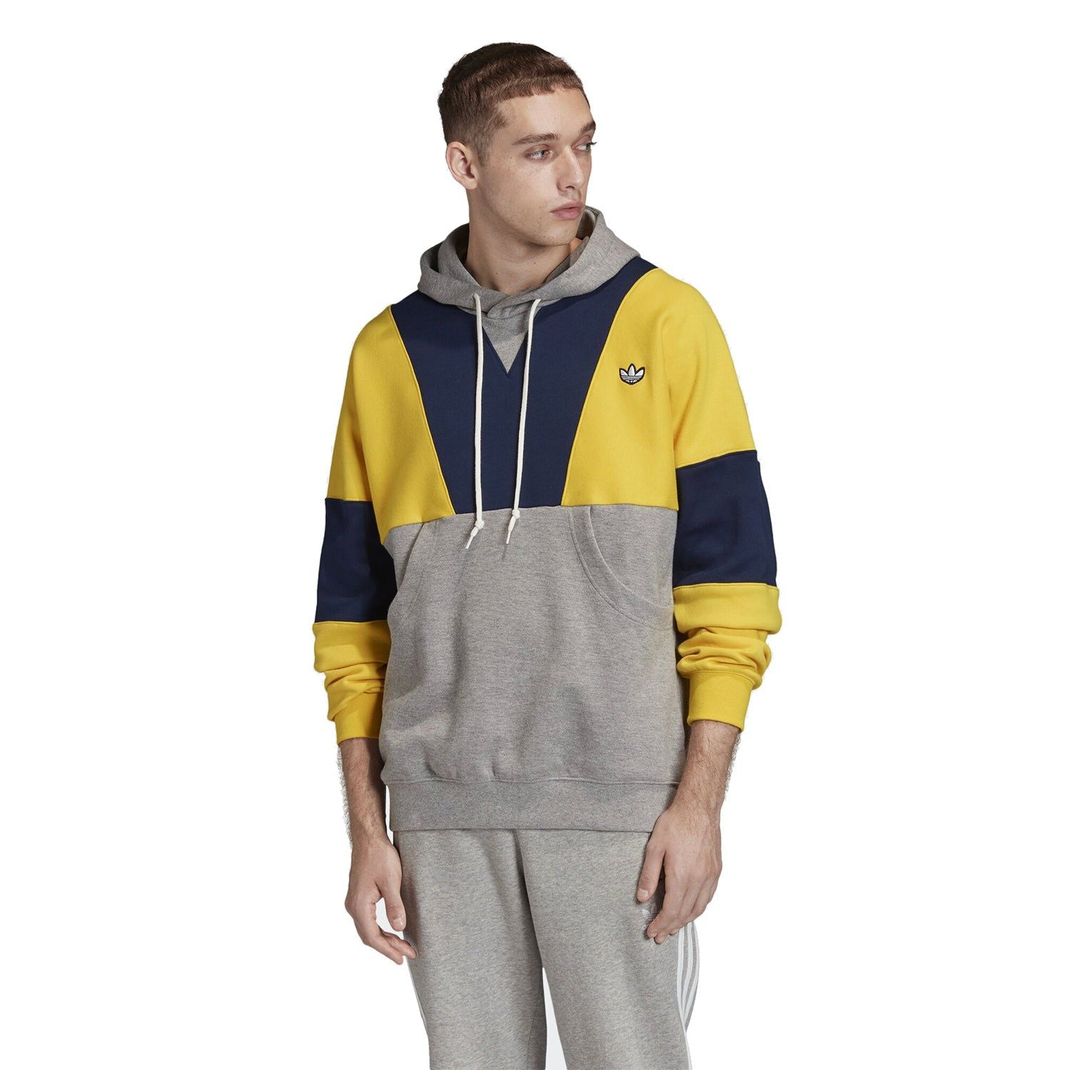 adidas Originals Samstag Panel Hoodie - Yellow & Grey - ViaductClothing - -