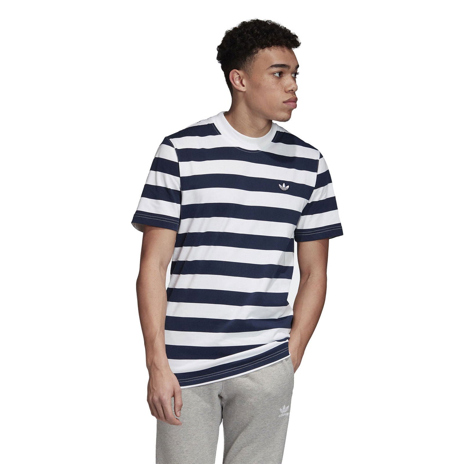 adidas Originals Samstag Stripe Tee - Night Indigo & White - ViaductClothing - -