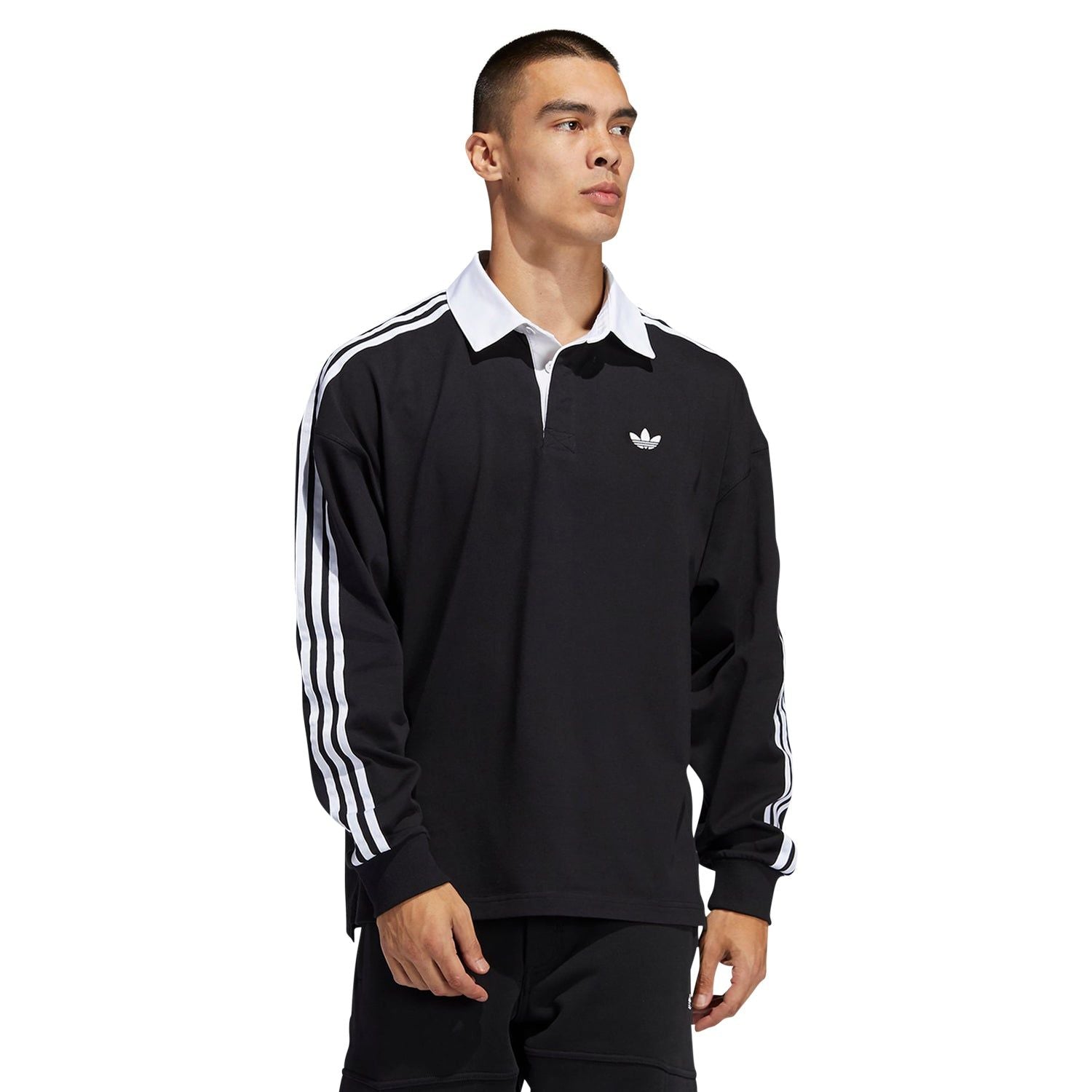 adidas Originals Solid Rugby Jersey - Black - ViaductClothing - -