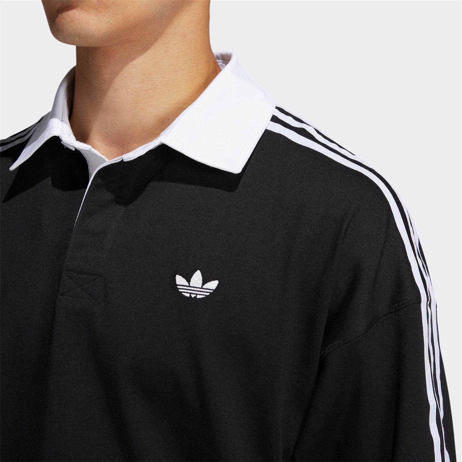 adidas Originals Solid Rugby Jersey - Black - ViaductClothing - -
