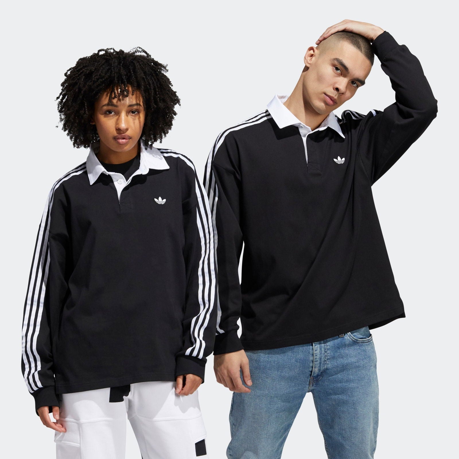 adidas Originals Solid Rugby Jersey - Black - ViaductClothing - -
