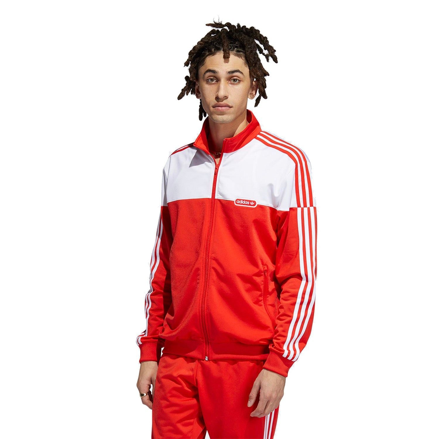 adidas Originals Split Firebird Track Top - Red - ViaductClothing - -