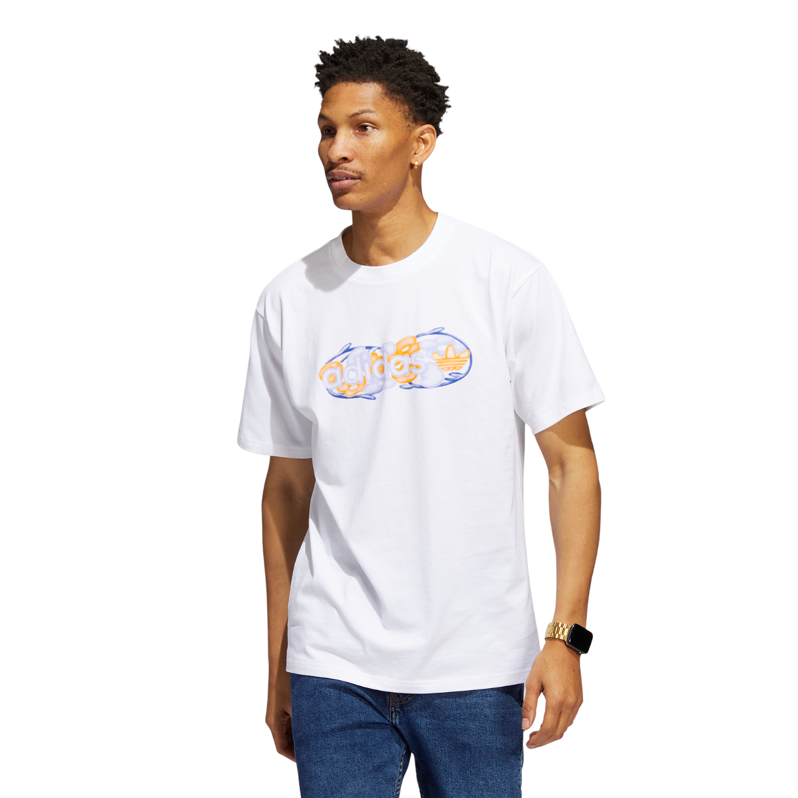 adidas Originals Sprt Floral Linear Graphics T-Shirt - White - ViaductClothing - -