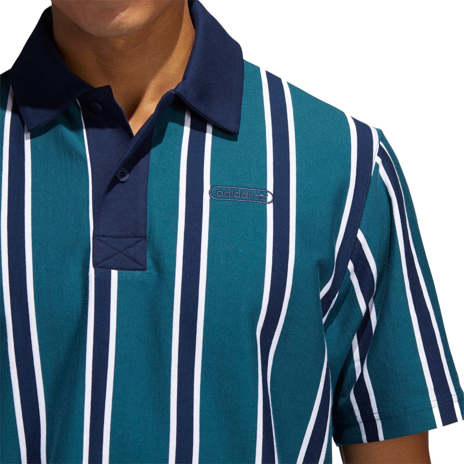 adidas Originals Stripe Polo Shirt - Green - ViaductClothing - -