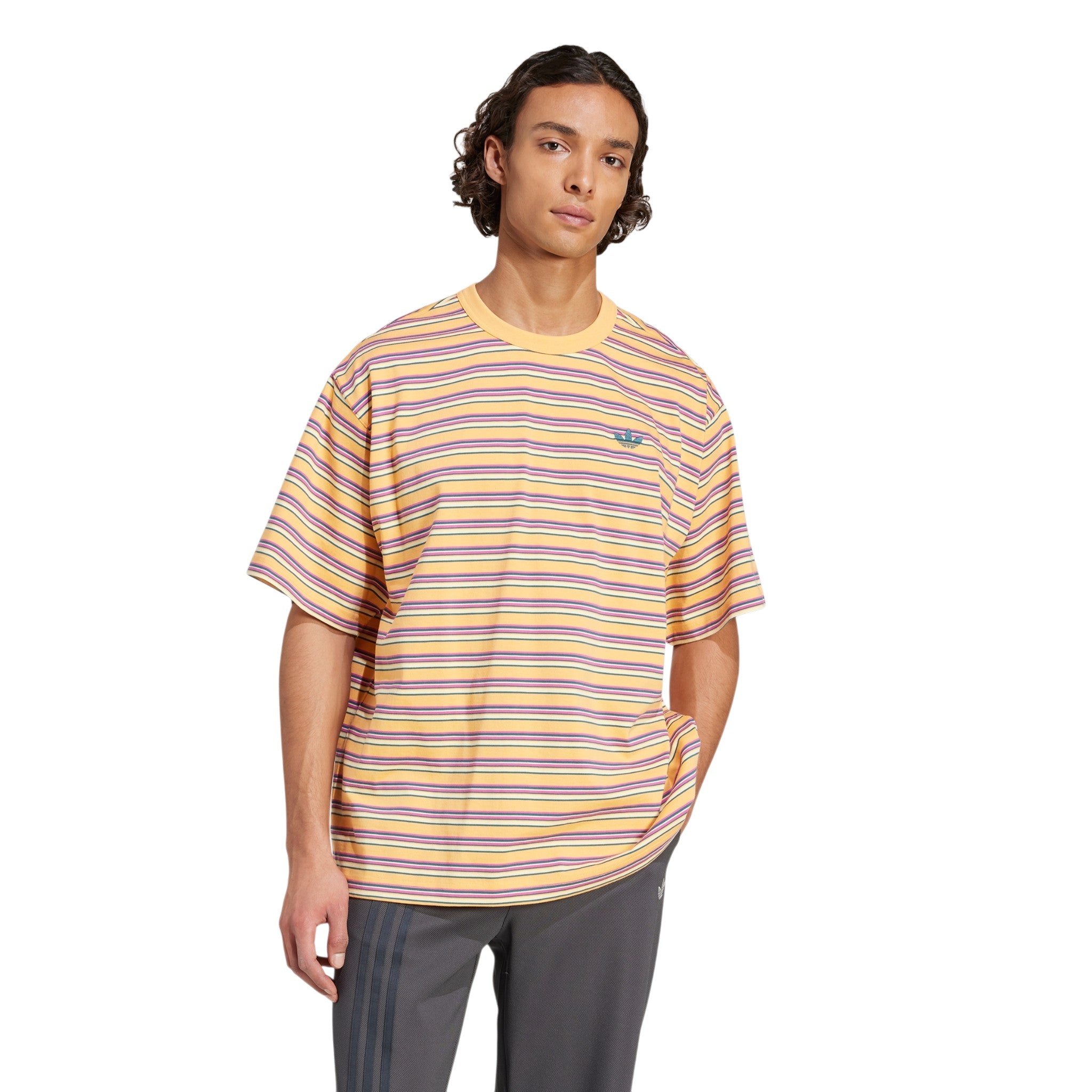 adidas Originals Stripe Crew Neck T-Shirt - Multicolor