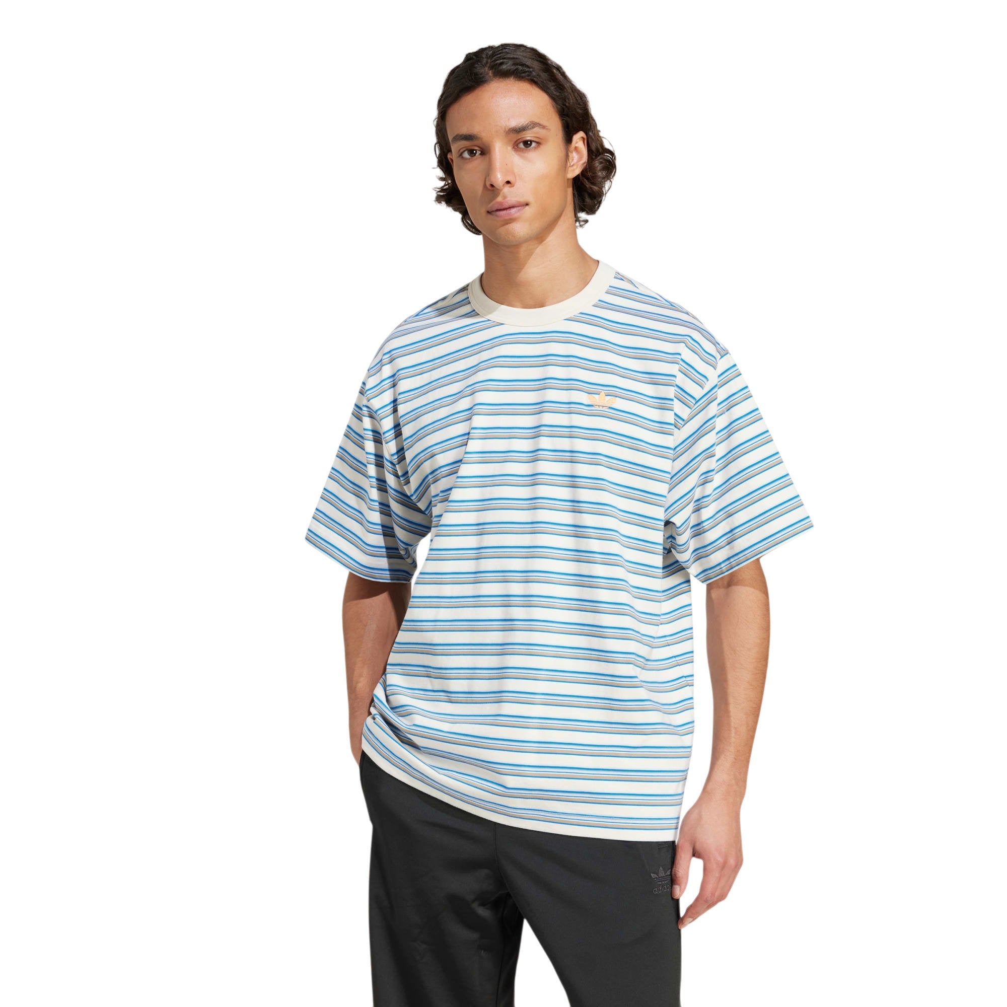 adidas Originals Striped Crew Neck T Shirt - Multicolor / Blanch Cargo