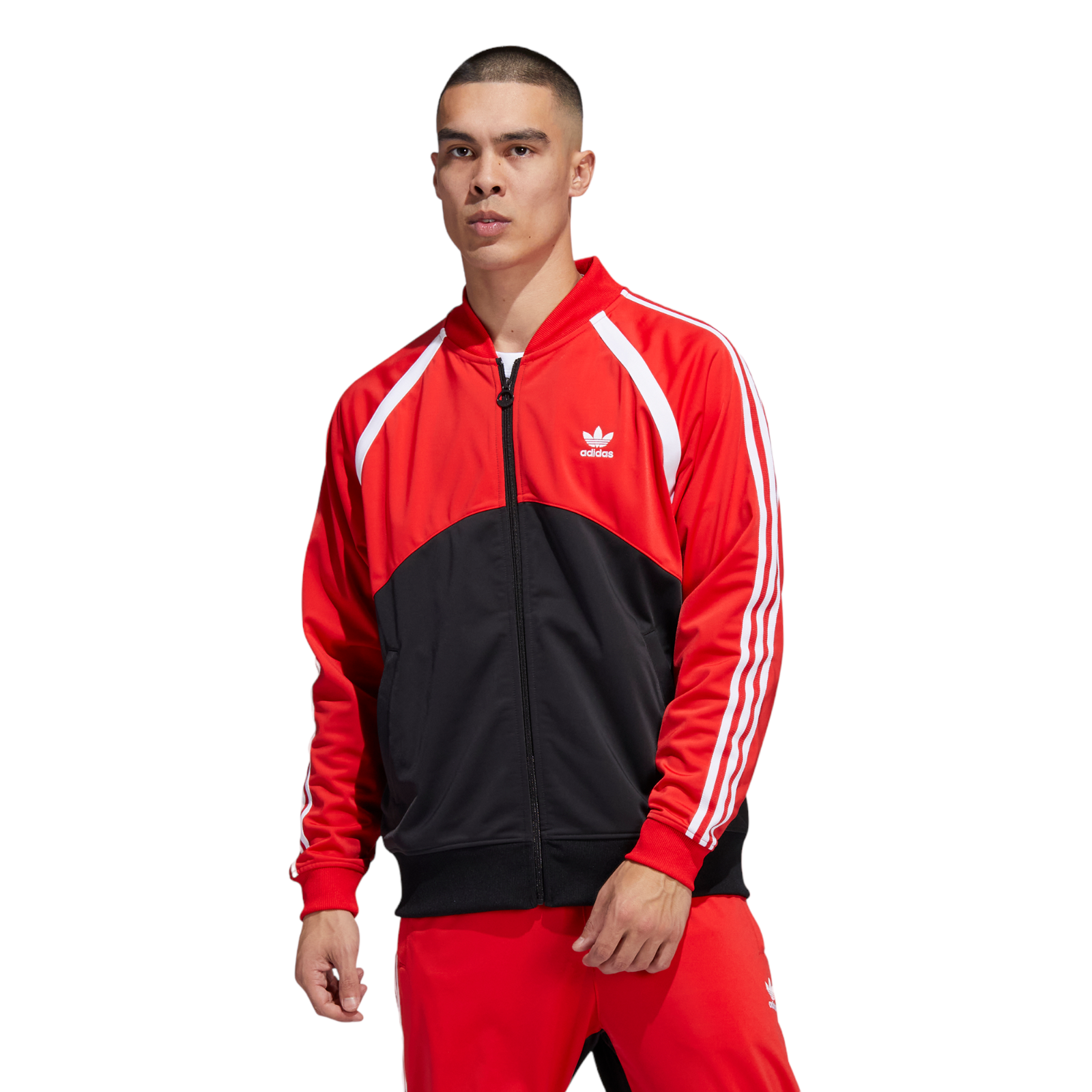 adidas Originals Superstar SST Blocked Track Top - Black Red - ViaductClothing - -