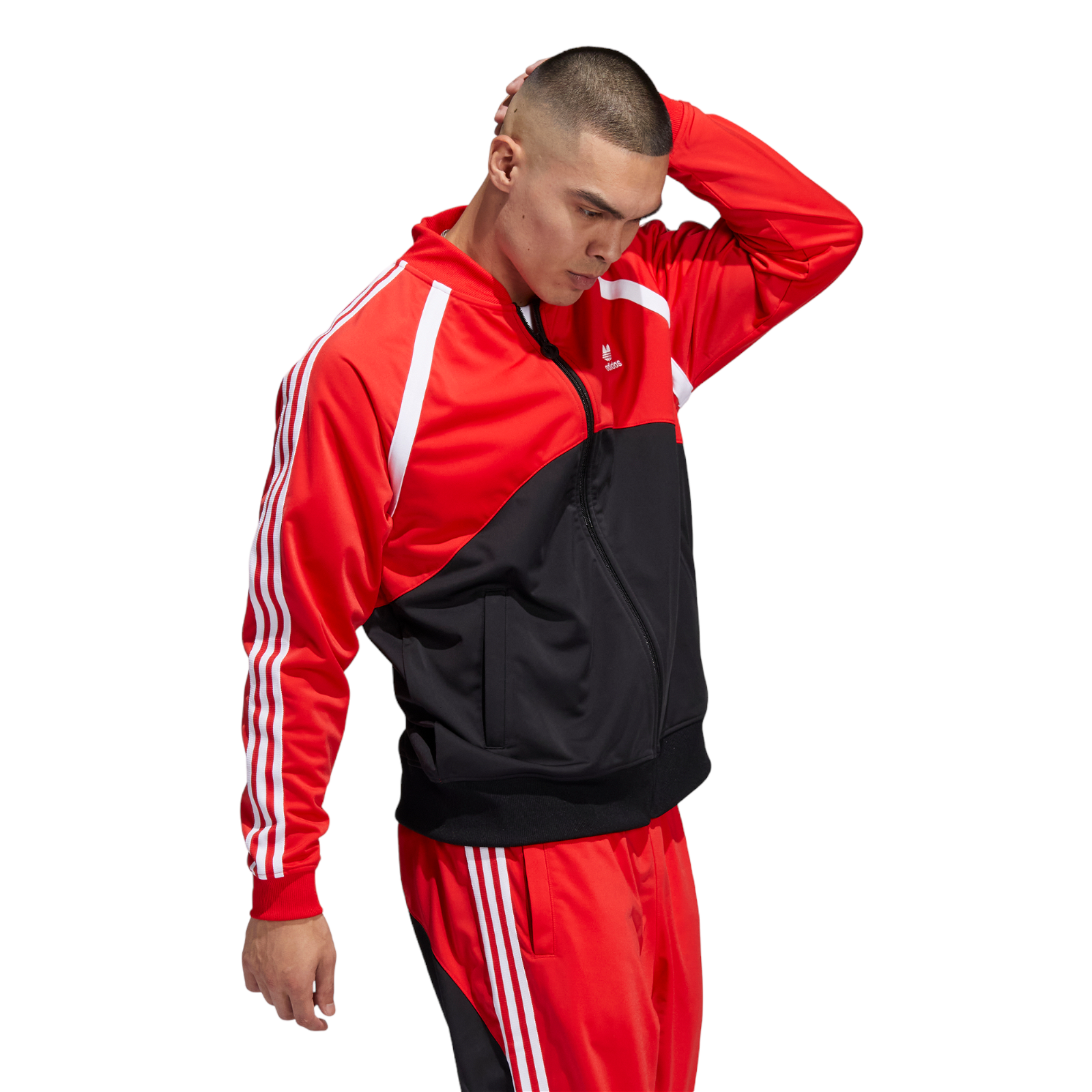 adidas Originals Superstar SST Blocked Track Top - Black Red - ViaductClothing - -