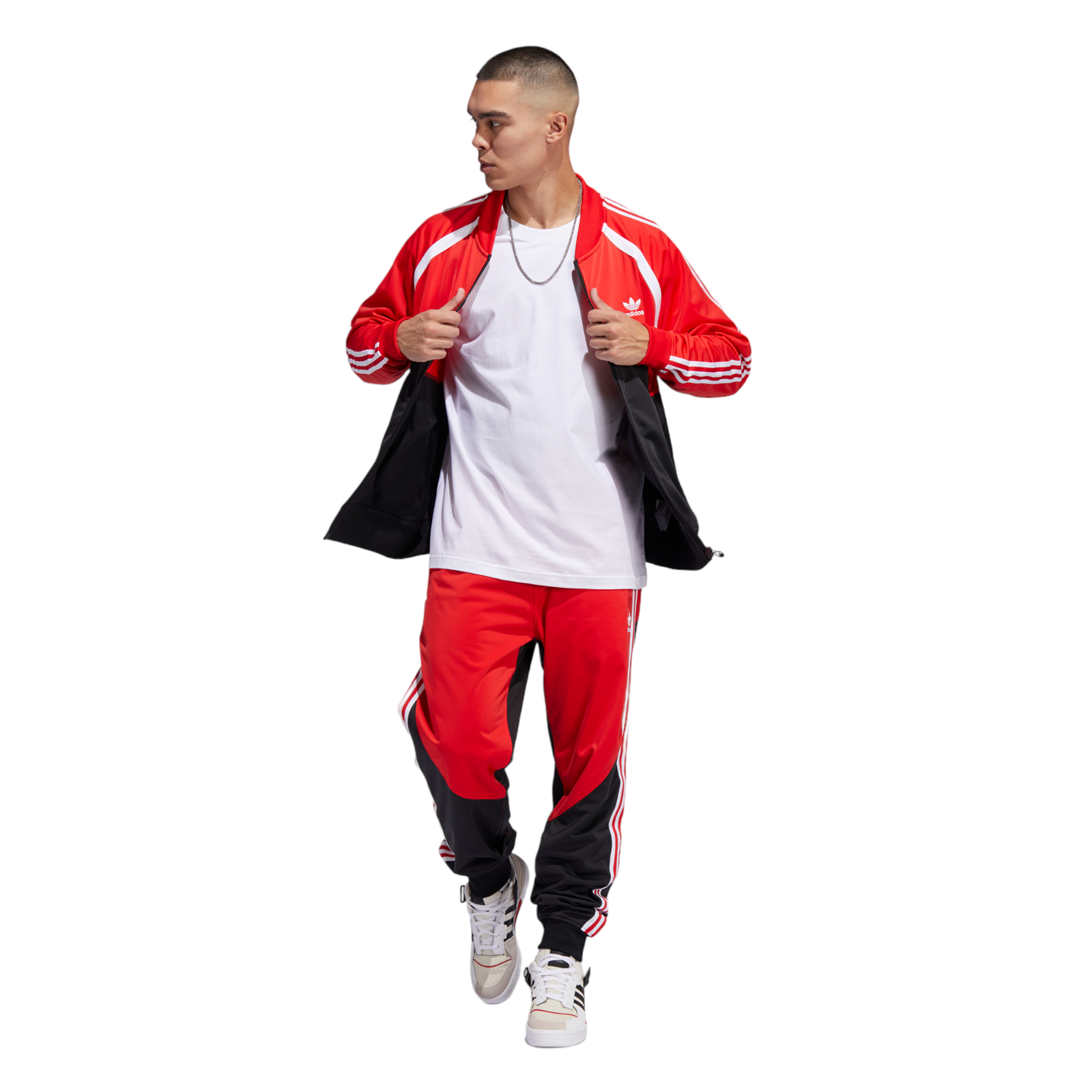 adidas Originals Superstar SST Blocked Track Top - Black Red - ViaductClothing - -