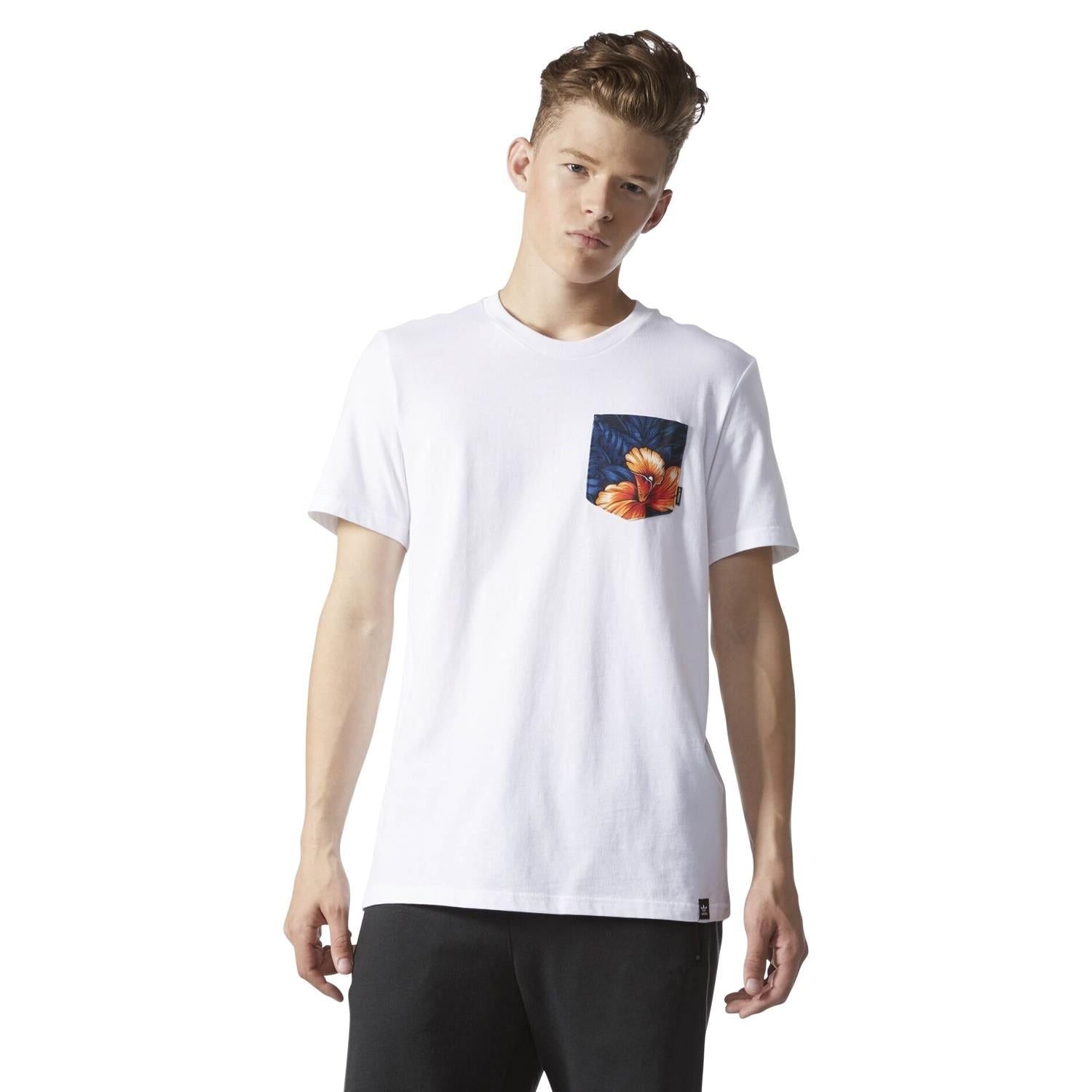 adidas Originals Sweat Leaf Pocket T Shirt - White - ViaductClothing - -