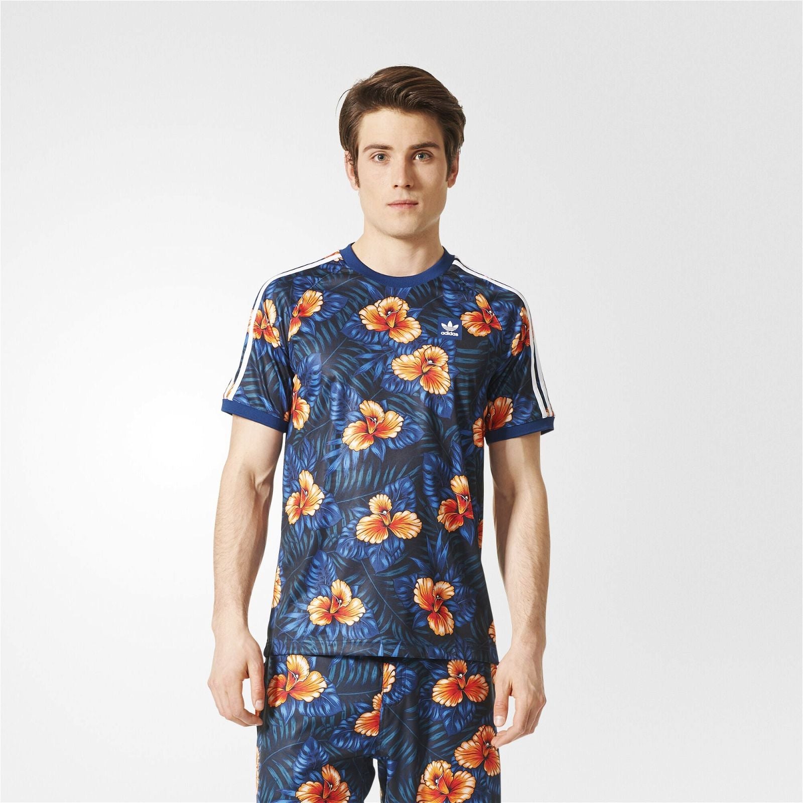 adidas Originals Sweet Leaf Floral Jersey - Blue - ViaductClothing - -