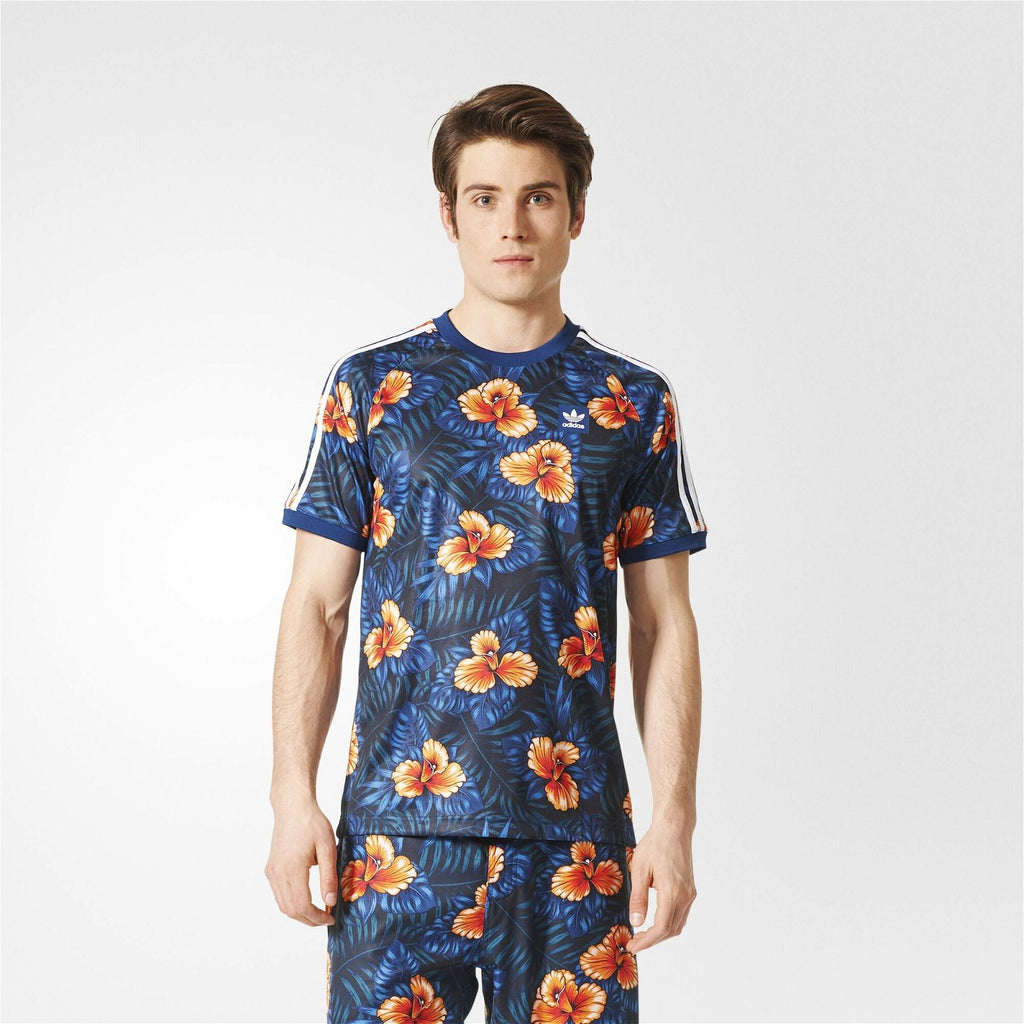 adidas Originals Sweet Leaf Floral Jersey Blue ViaductClothing