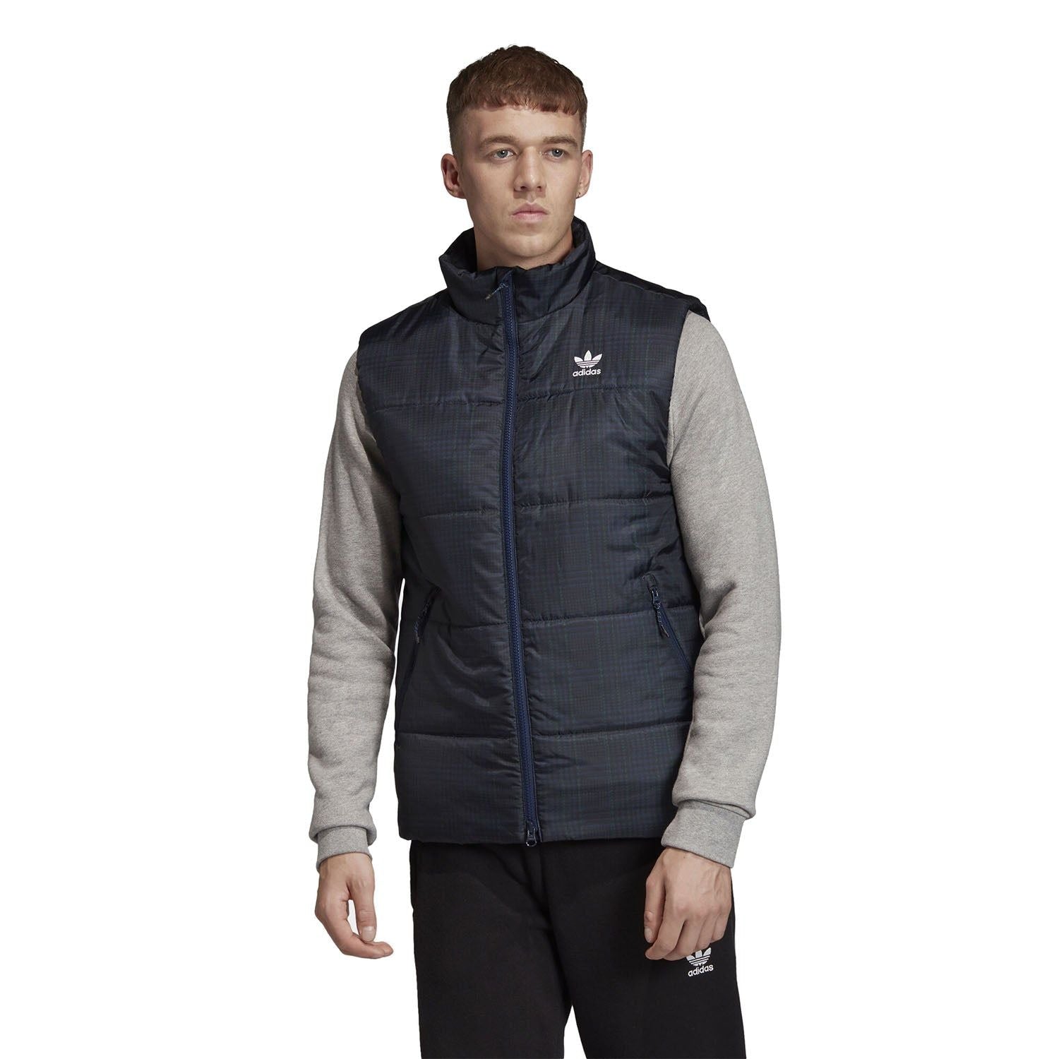 adidas Originals Tartan Gilet - Navy - ViaductClothing - -