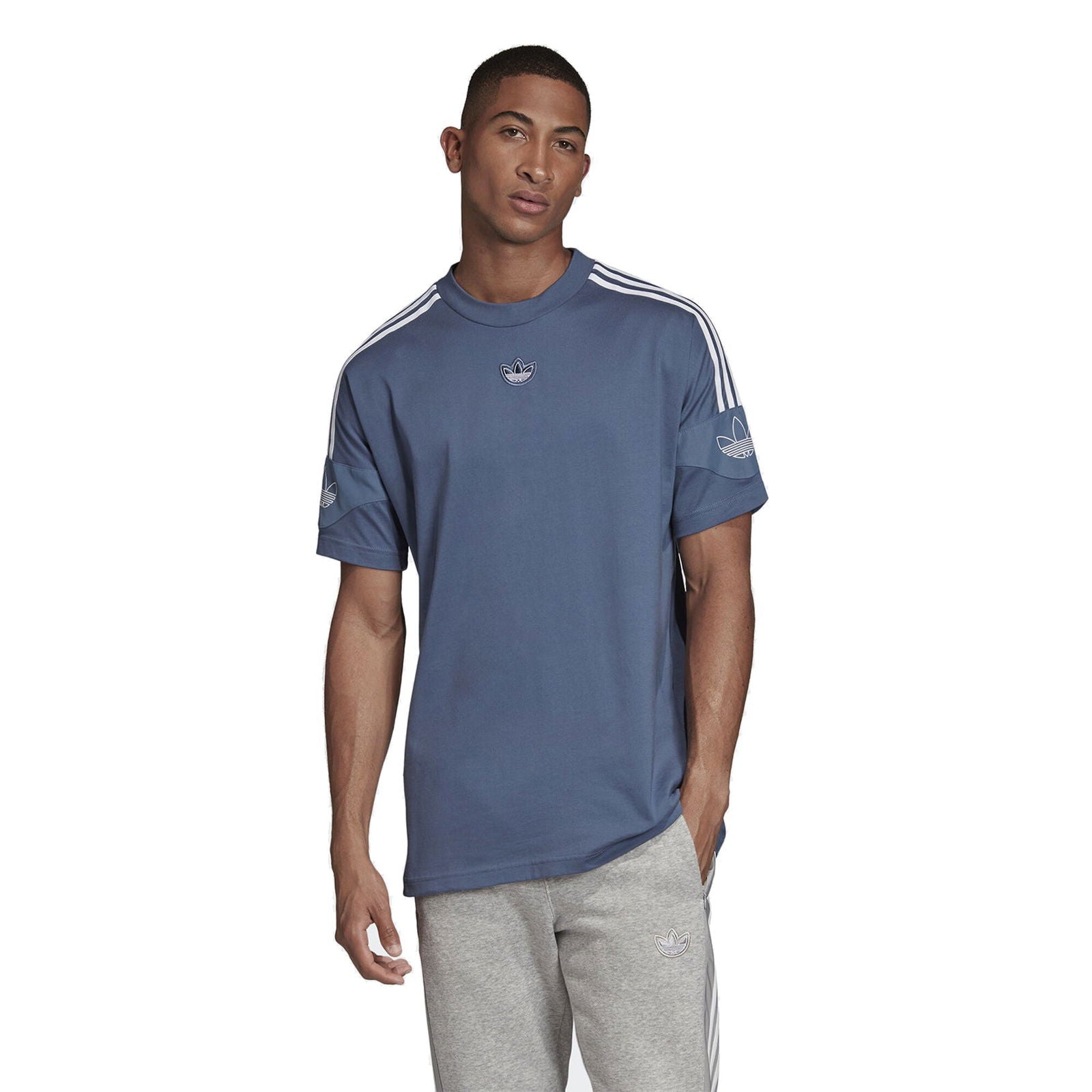 adidas Originals Team Signature Trefoil T-Shirt - Blue - ViaductClothing - -