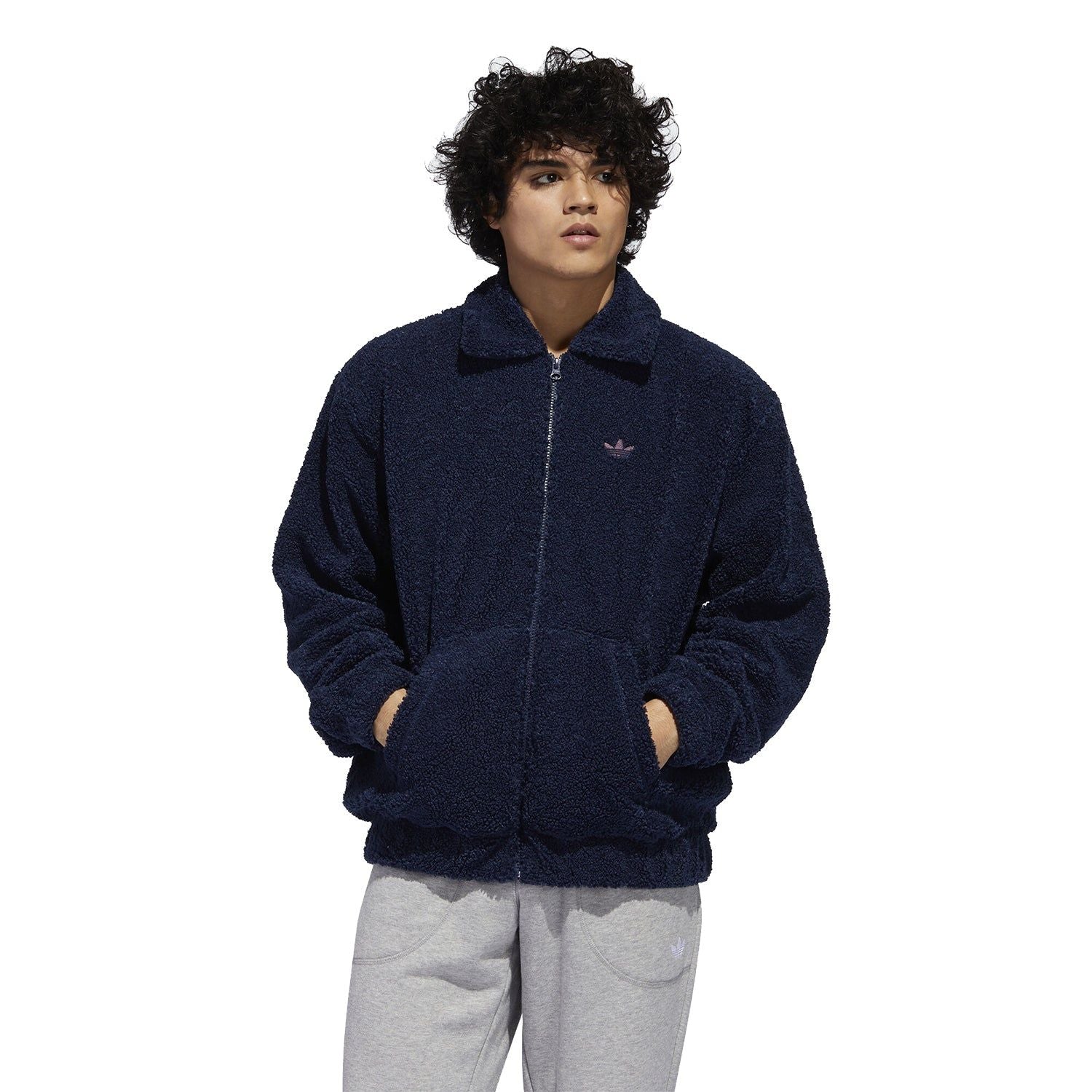 adidas Originals Teddy Bear Fleece Jacket - Navy - ViaductClothing - -