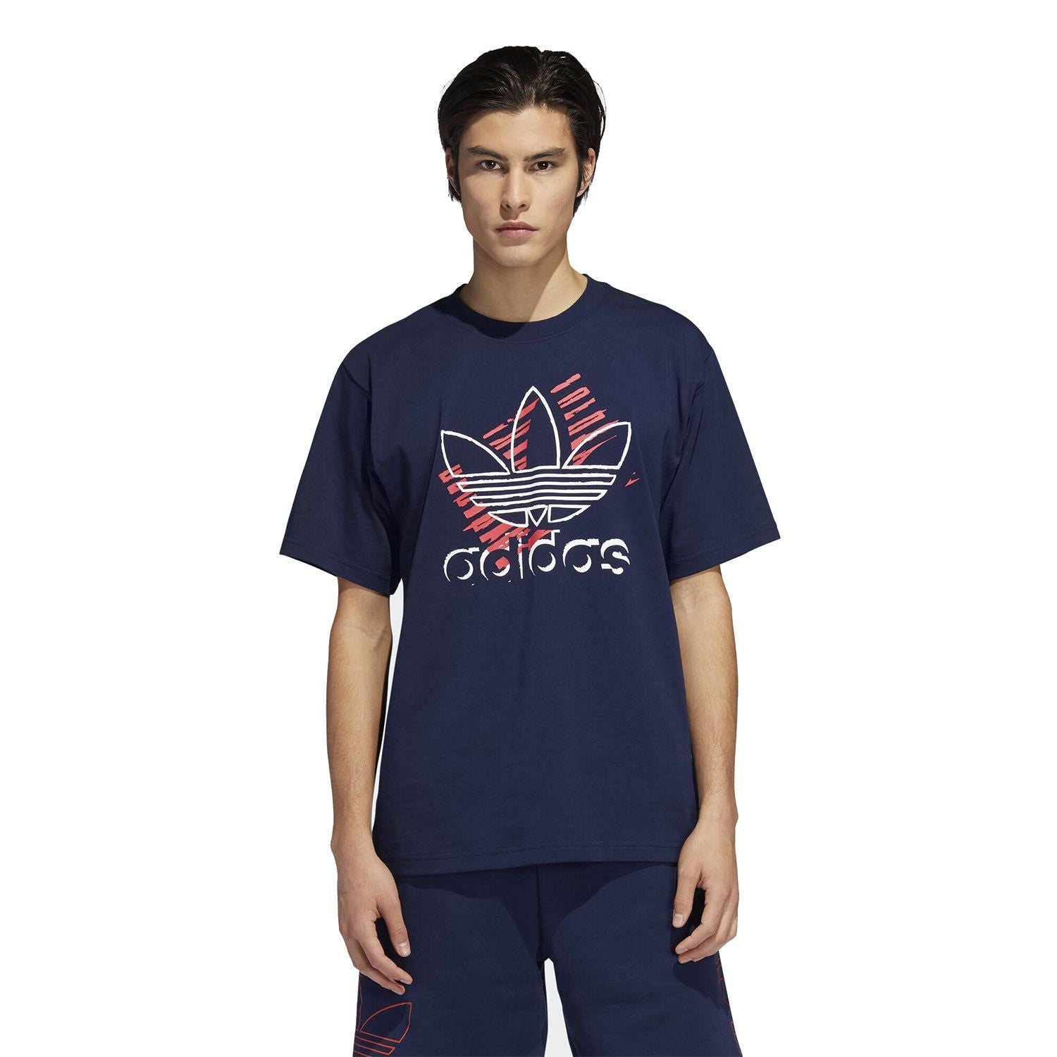 adidas Originals Trefoil Art T-Shirt - Navy - ViaductClothing - -