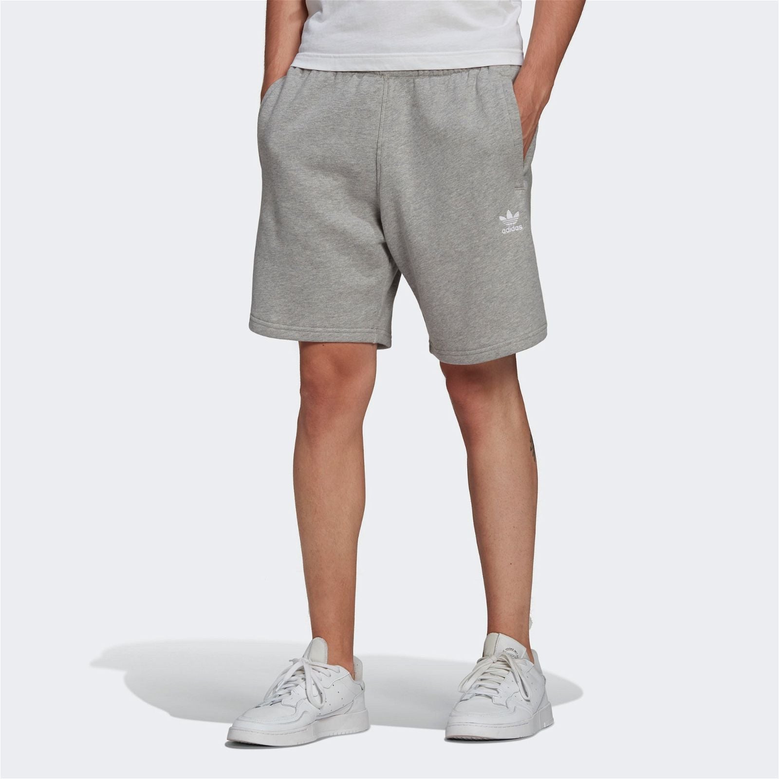 adidas Originals Trefoil Essentials Fleece Shorts - Grey - ViaductClothing - -