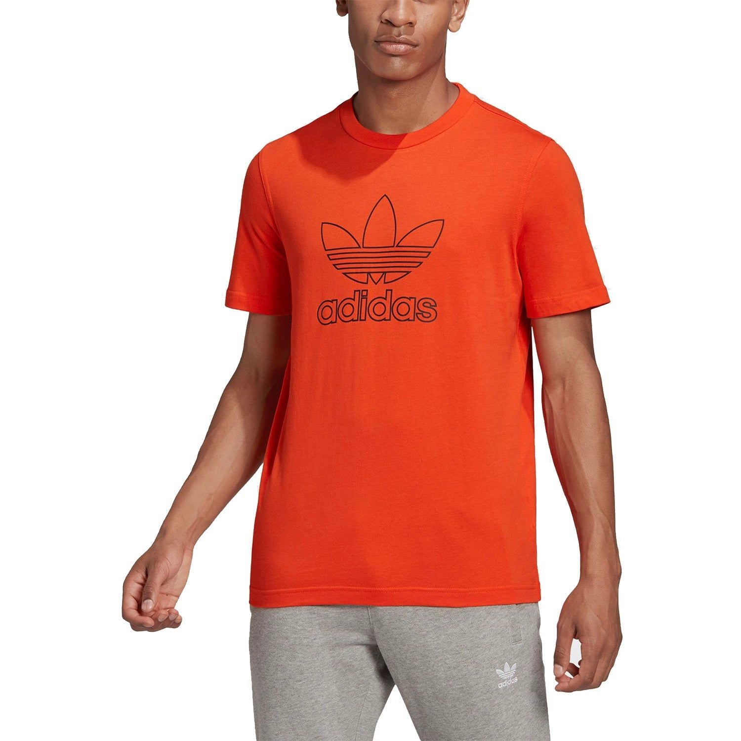adidas Originals Trefoil Logo Outline T-Shirt - Orange - ViaductClothing - -