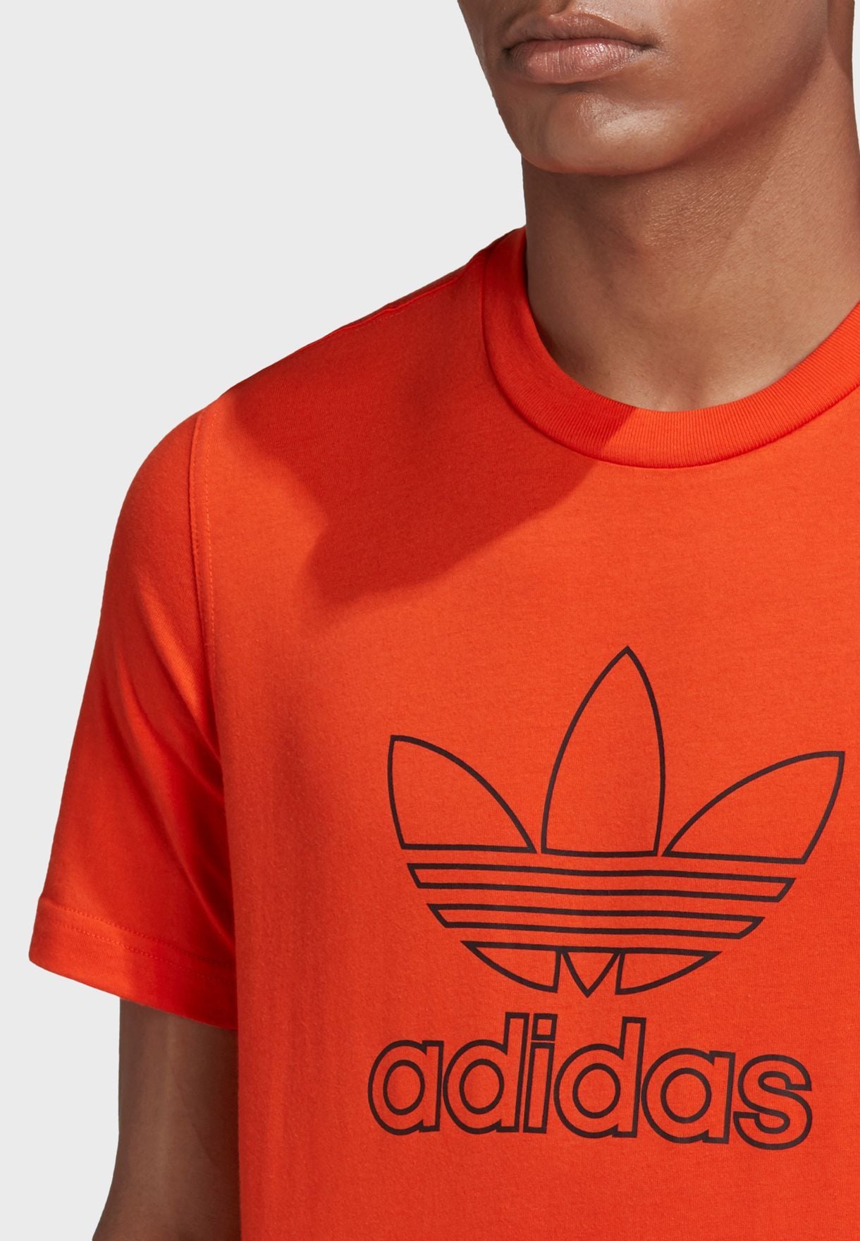 adidas Originals Trefoil Logo Outline T-Shirt - Orange - ViaductClothing - -
