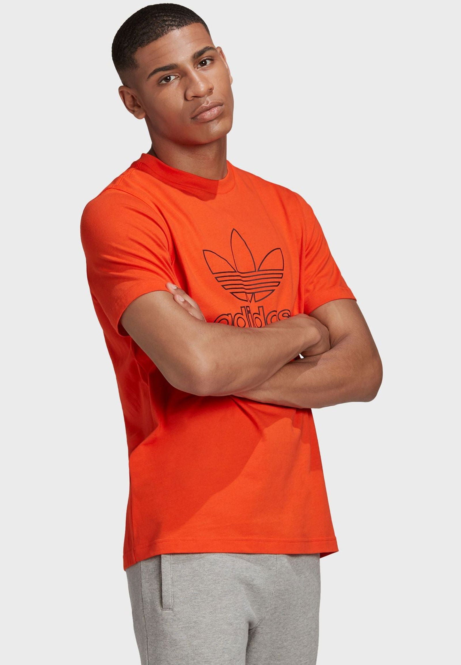 adidas Originals Trefoil Logo Outline T-Shirt - Orange - ViaductClothing - -