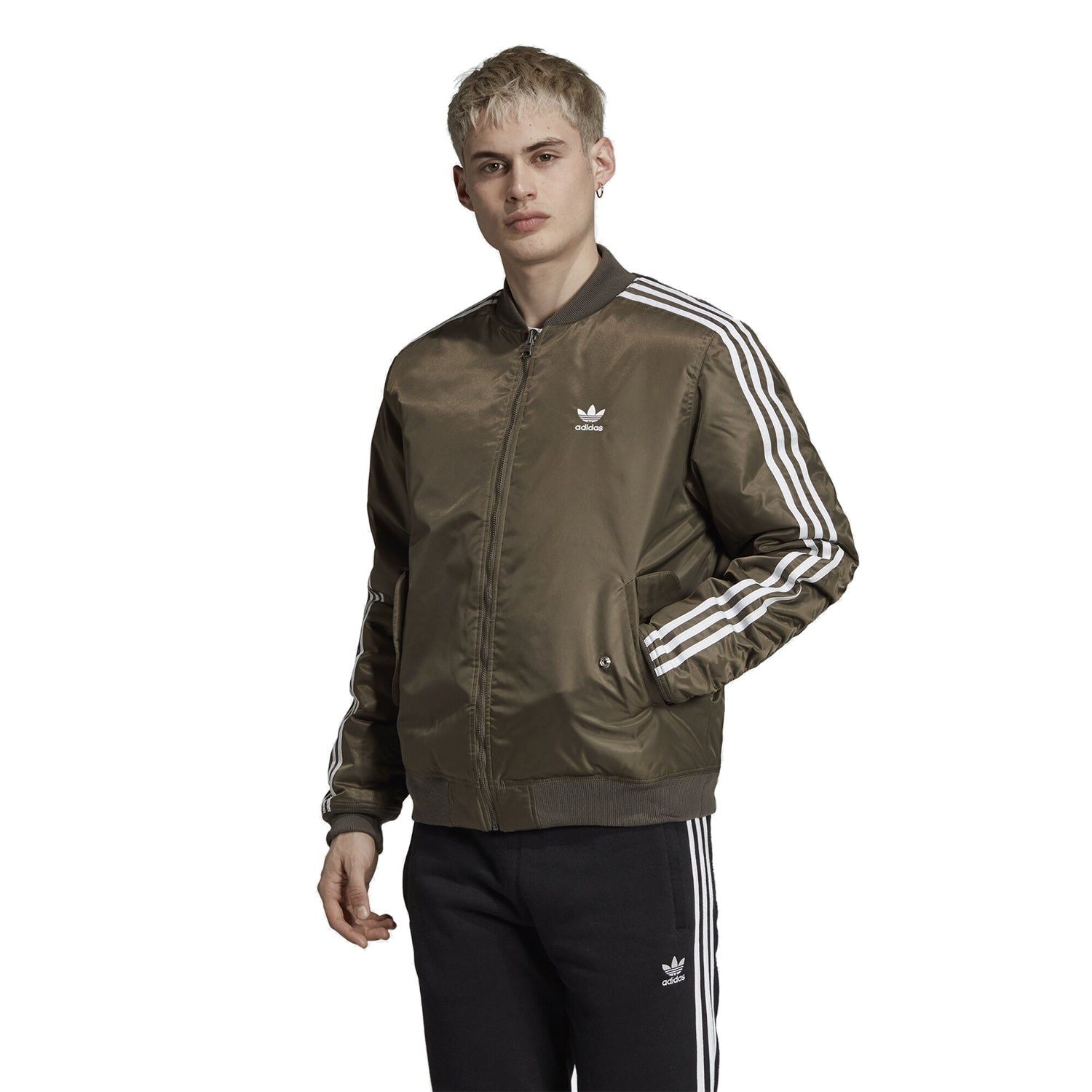 adidas Originals Trefoil Padded Bomber - Green - ViaductClothing - -