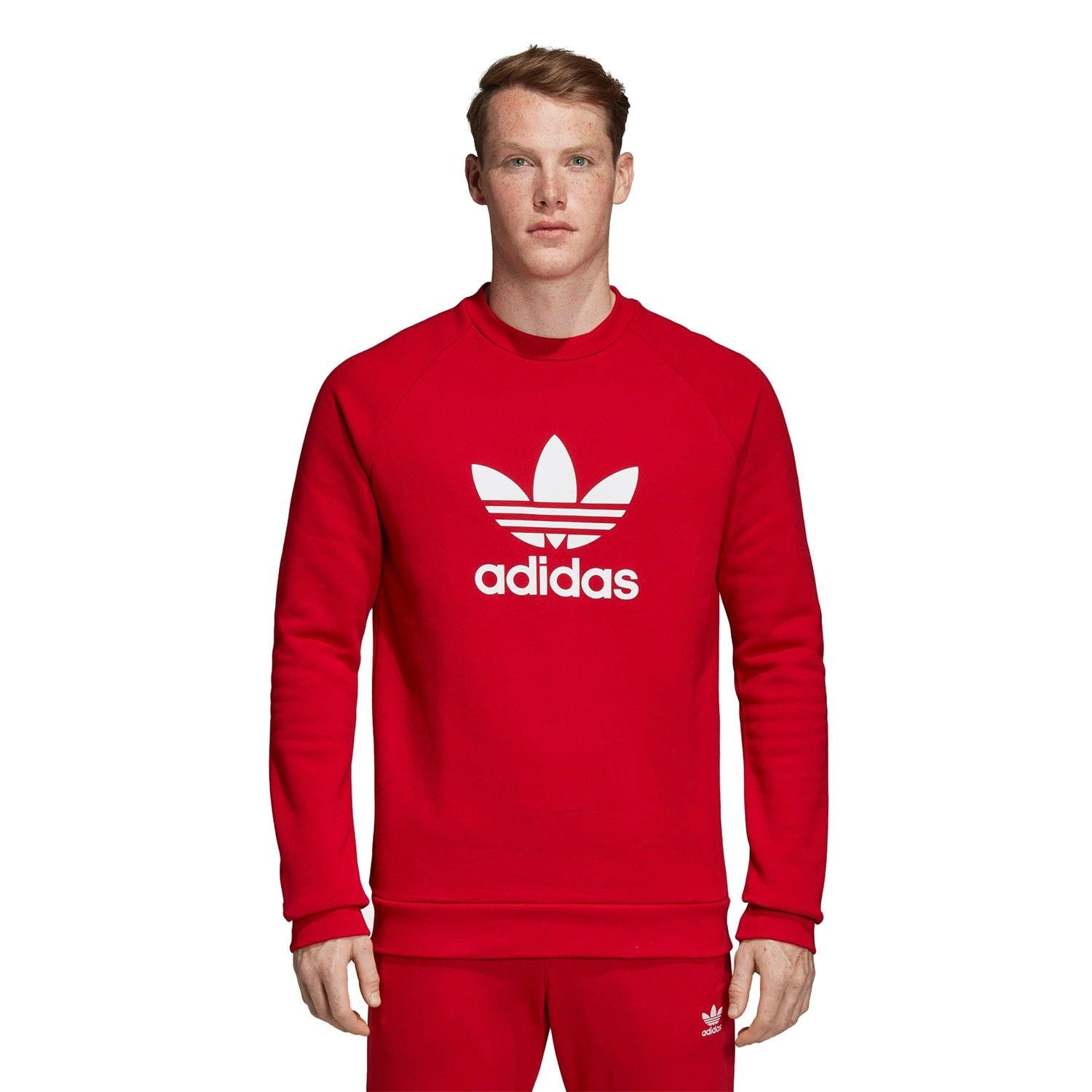 adidas Originals Trefoil Warm-Up Crew Sweatshirt - Red - ViaductClothing - -