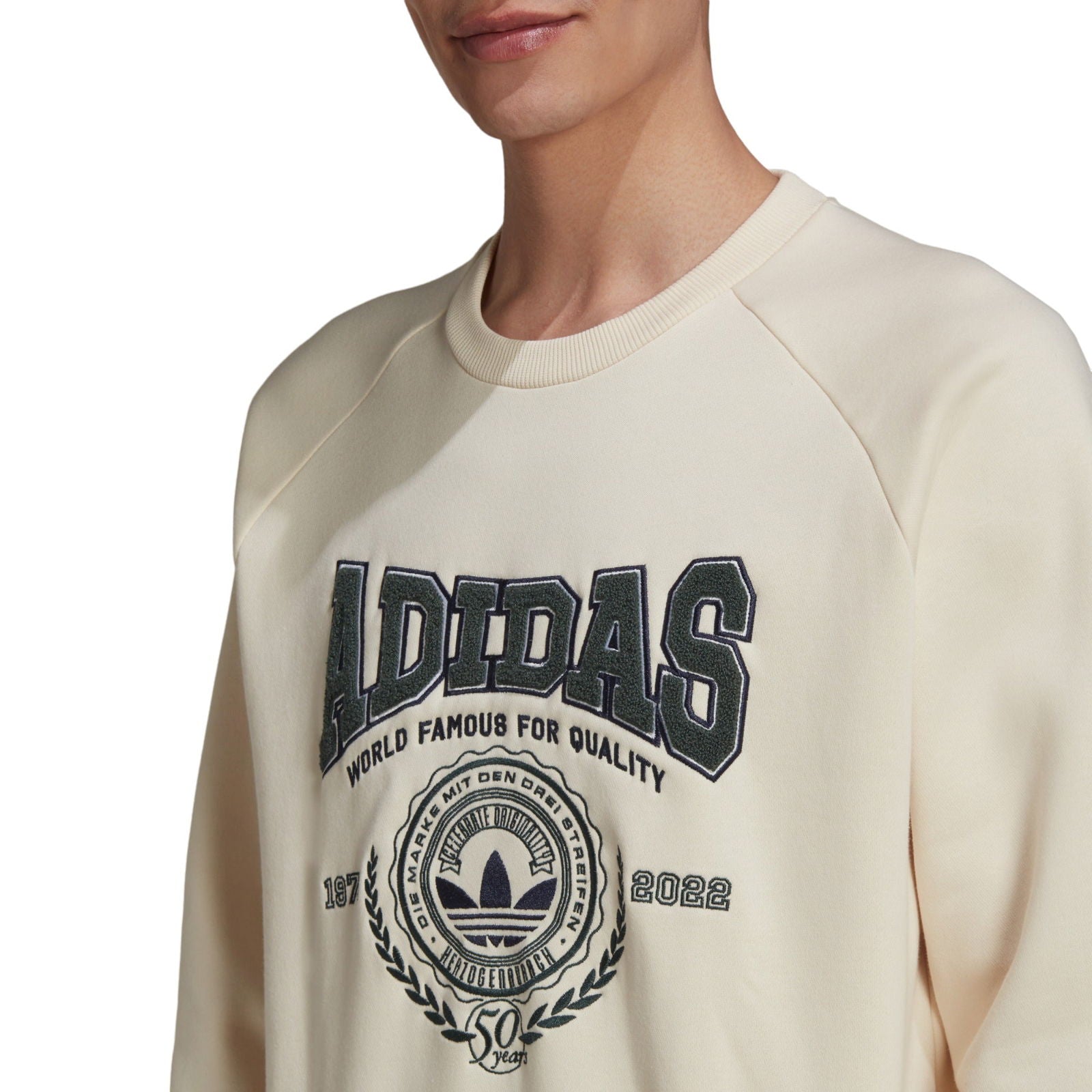 adidas Originals Varsity Retro Crewneck Sweatshirt - Beige - ViaductClothing - -