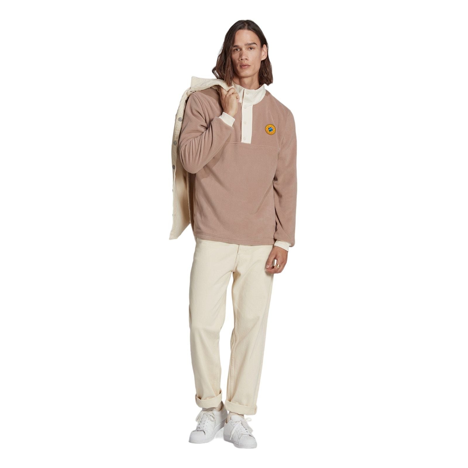 adidas Originals Wander Hour Quarter-Snap Polar Fleece - Brown - ViaductClothing - -
